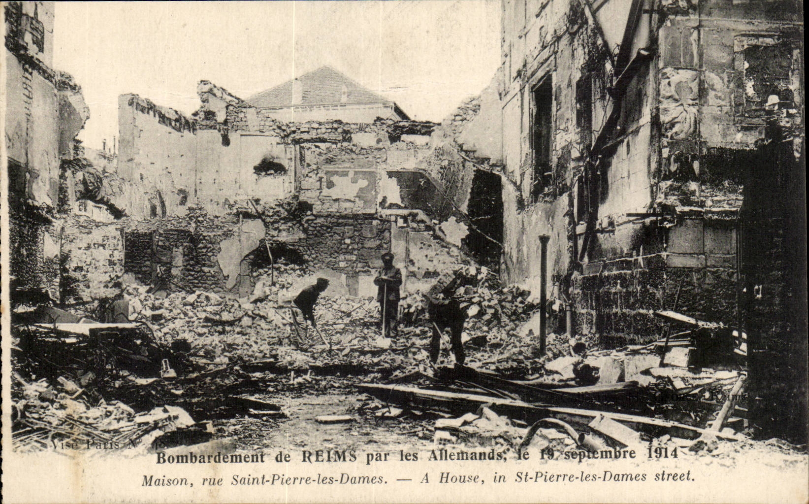 CPA Reims bombardee durch deutsche 19 September 1914 TMaison Strasse Saint Pierre-Damen