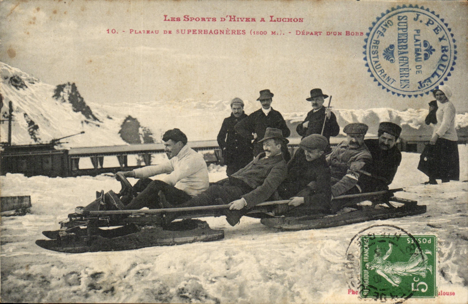 Luchon cPA plate of Superbagneres Departure of a bob (bobsleigh) Winter sports TOP