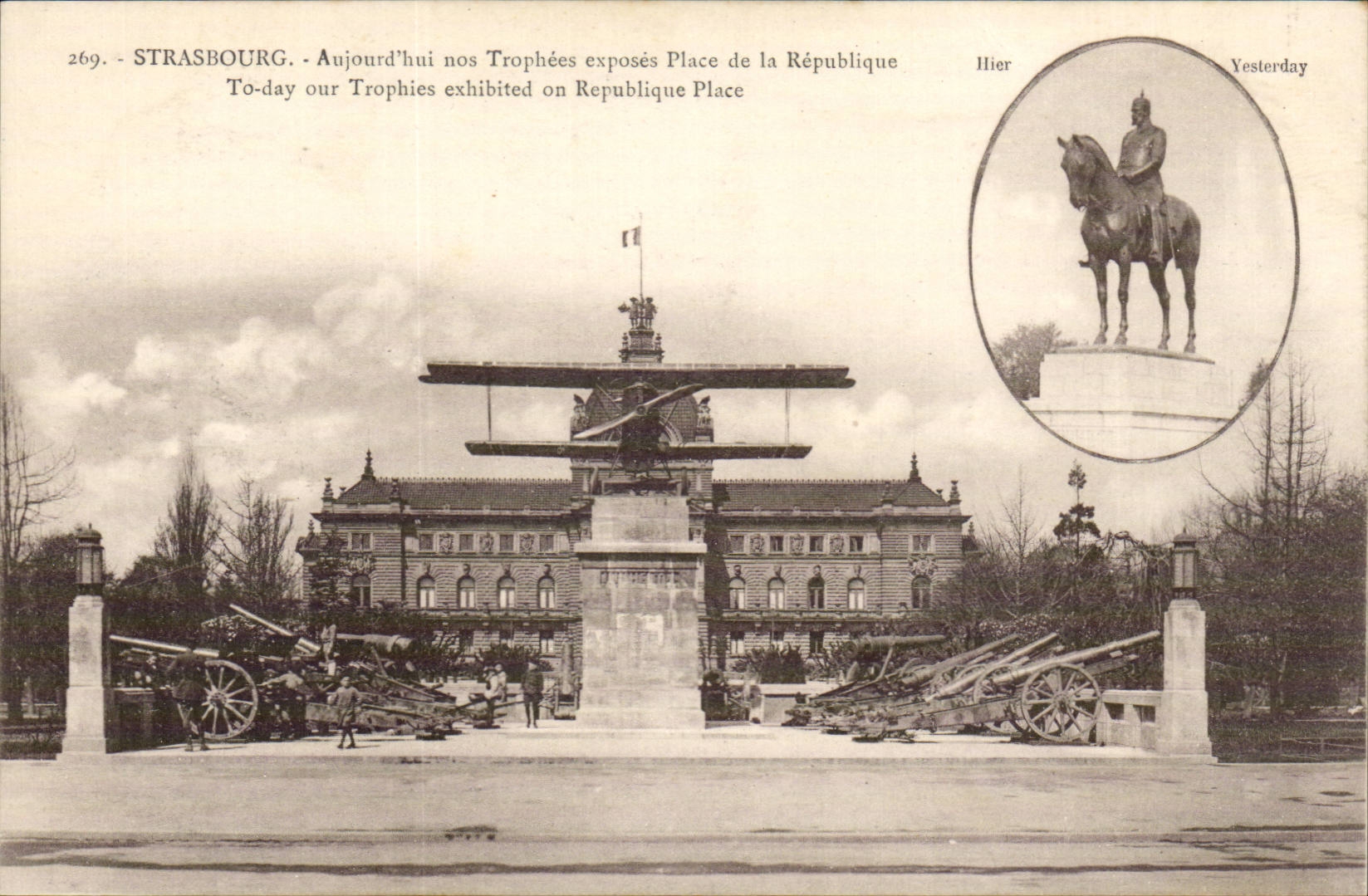 Strassburg Strasbourg CPA Aujourd'hui our trophies expose Al place Republic (plane guns) TOP