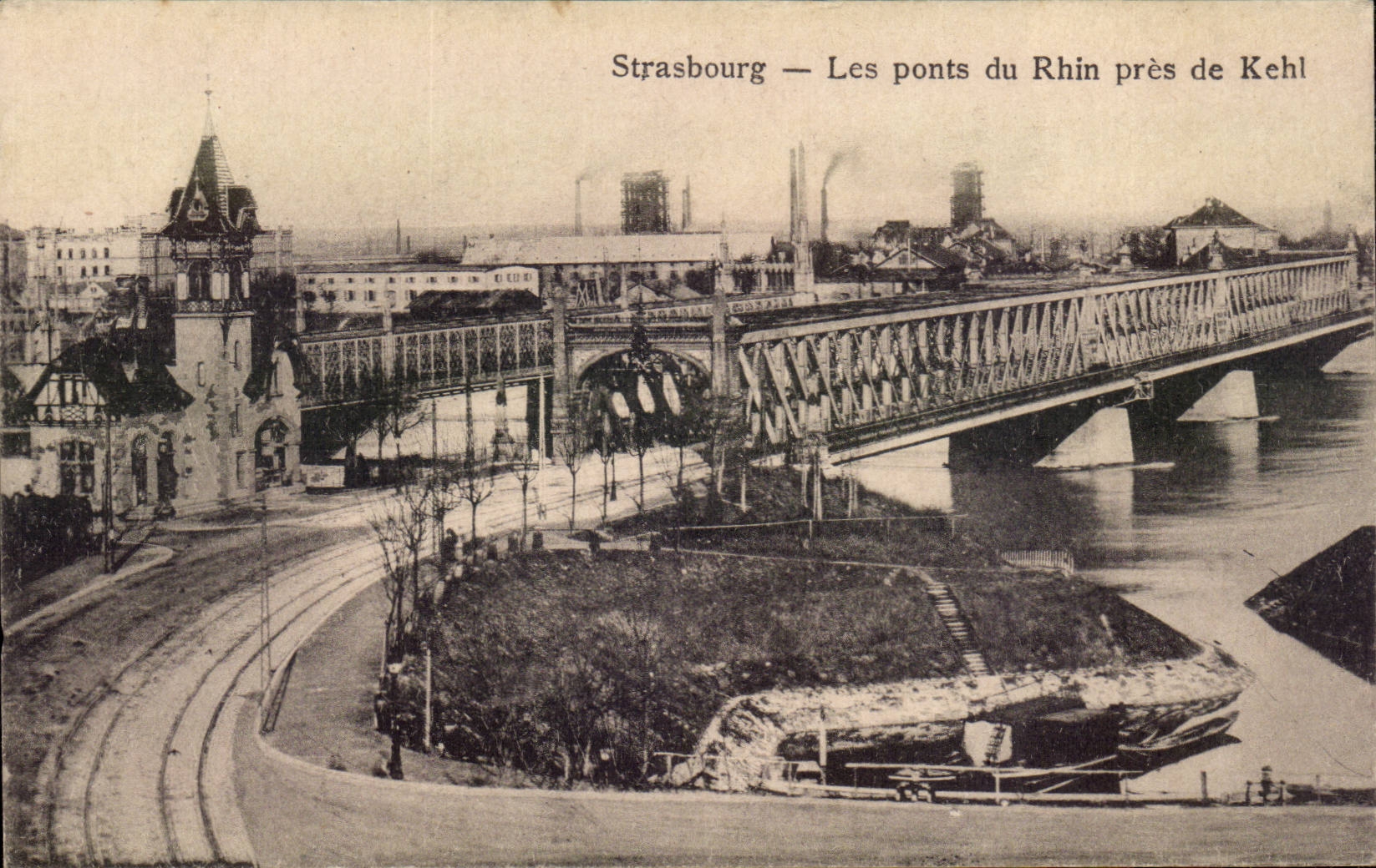Strasbourg Strassburg CPA bridges of the Rhine close to Kehl