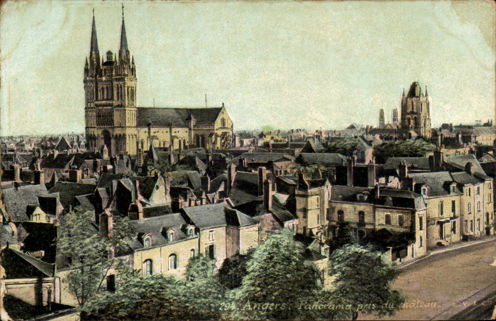 Angers CPA Panorama taken of the castle