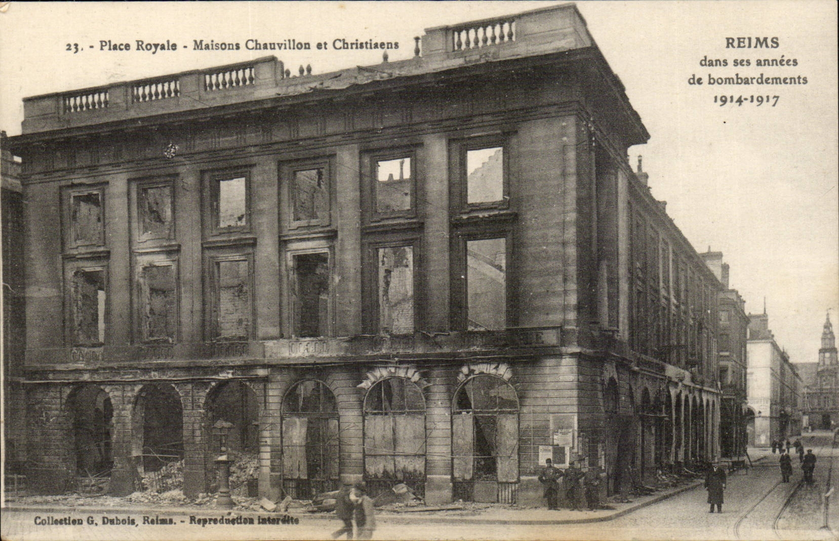 Reims in seinen Jahren der Bombardierung CPA setzt konigliches Maisons Chauvillon und Chrstiaens