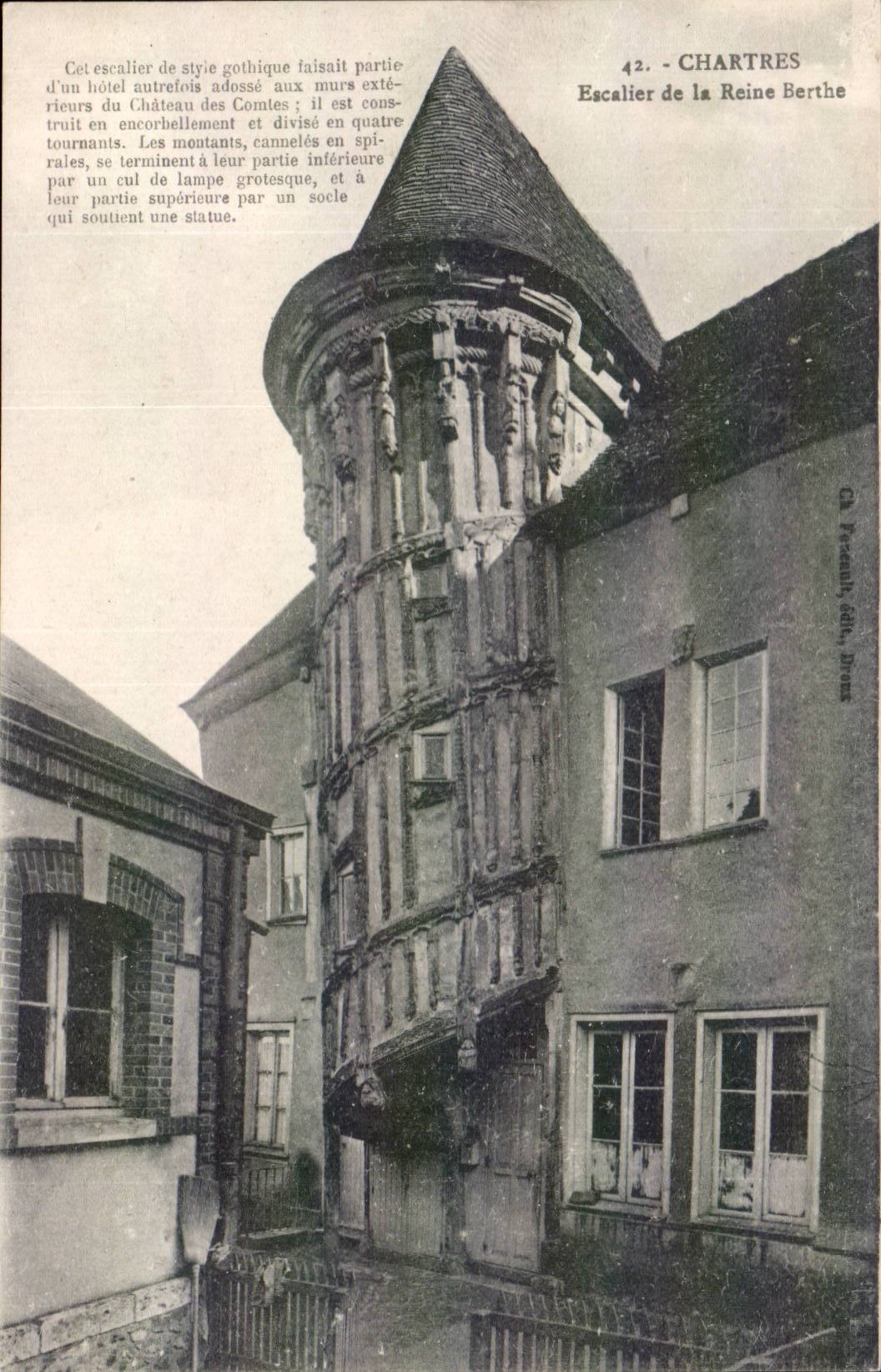 Chartres CPA Staircase of the Berthe queen