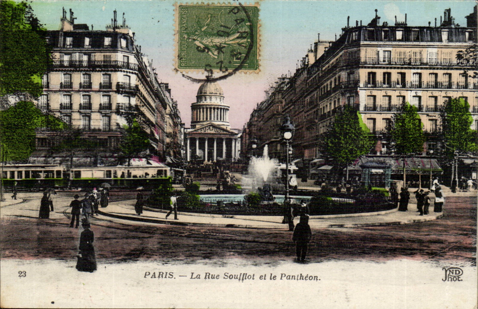 Paris CPA the street Soufflot and the Pantheon