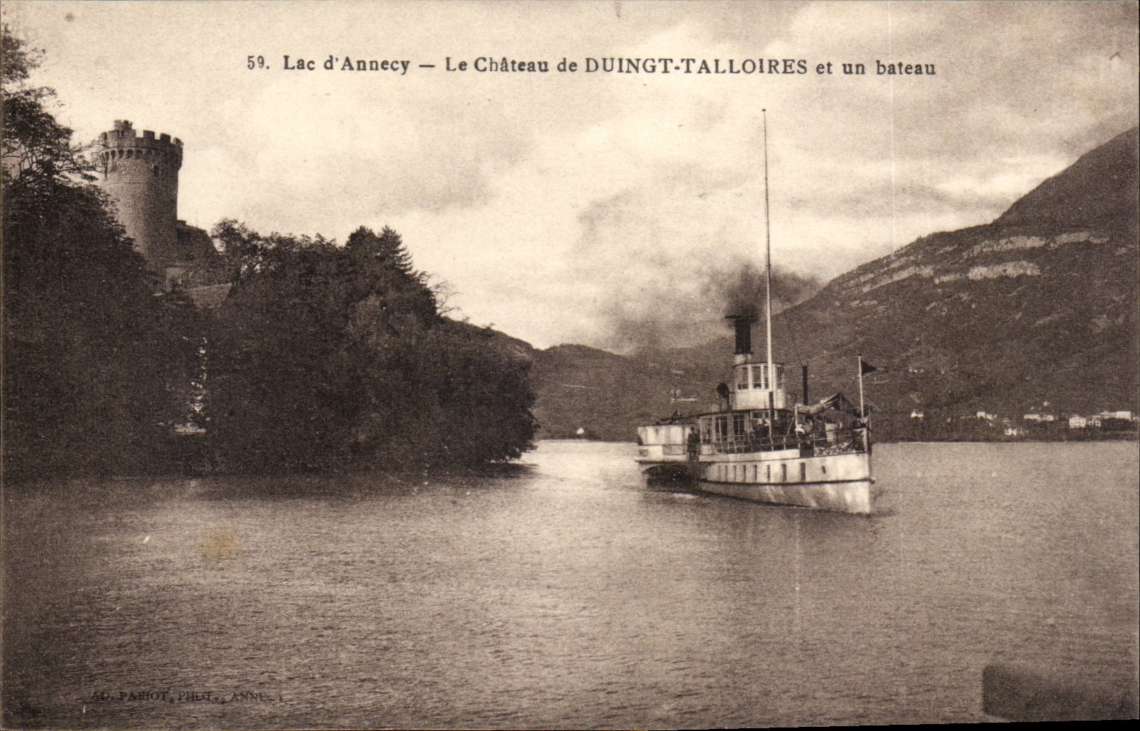 Annecy CPA Lake the castle of Duingt Talloires and a boat