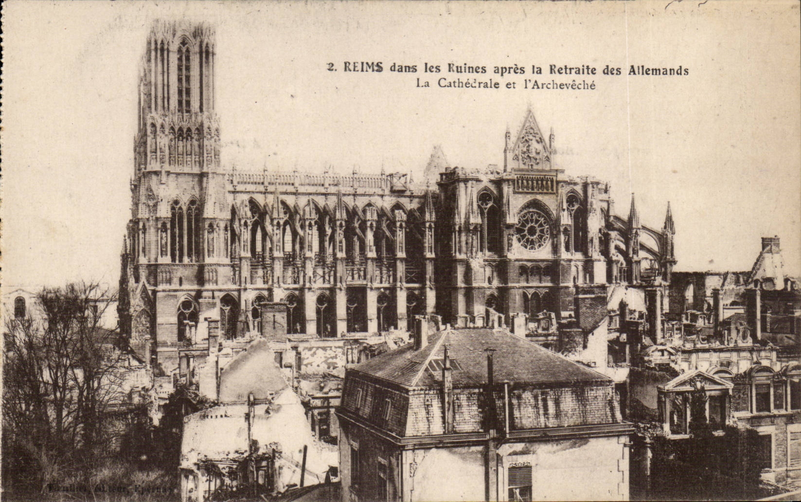 Reims in den Ruinen nach dem Ruhestand deutschen CPA die Kathedrale und der Palast des Erzbischofs