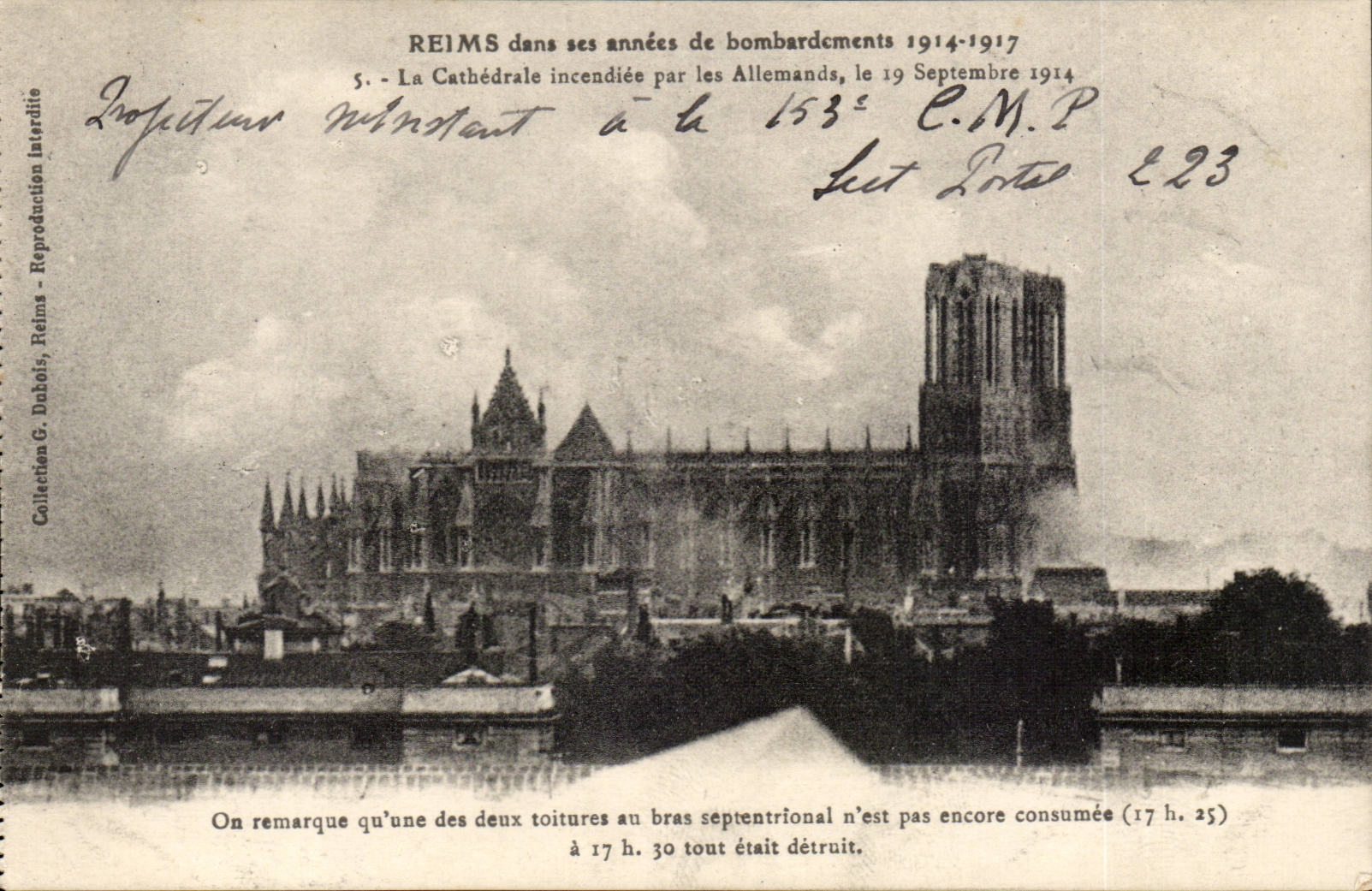 Reims in seinen Jahren von Bombardierung 1914 1917 CPA das gesetzte Feuer der Kathedrale bis zum zum deutschen 19 September 1914
