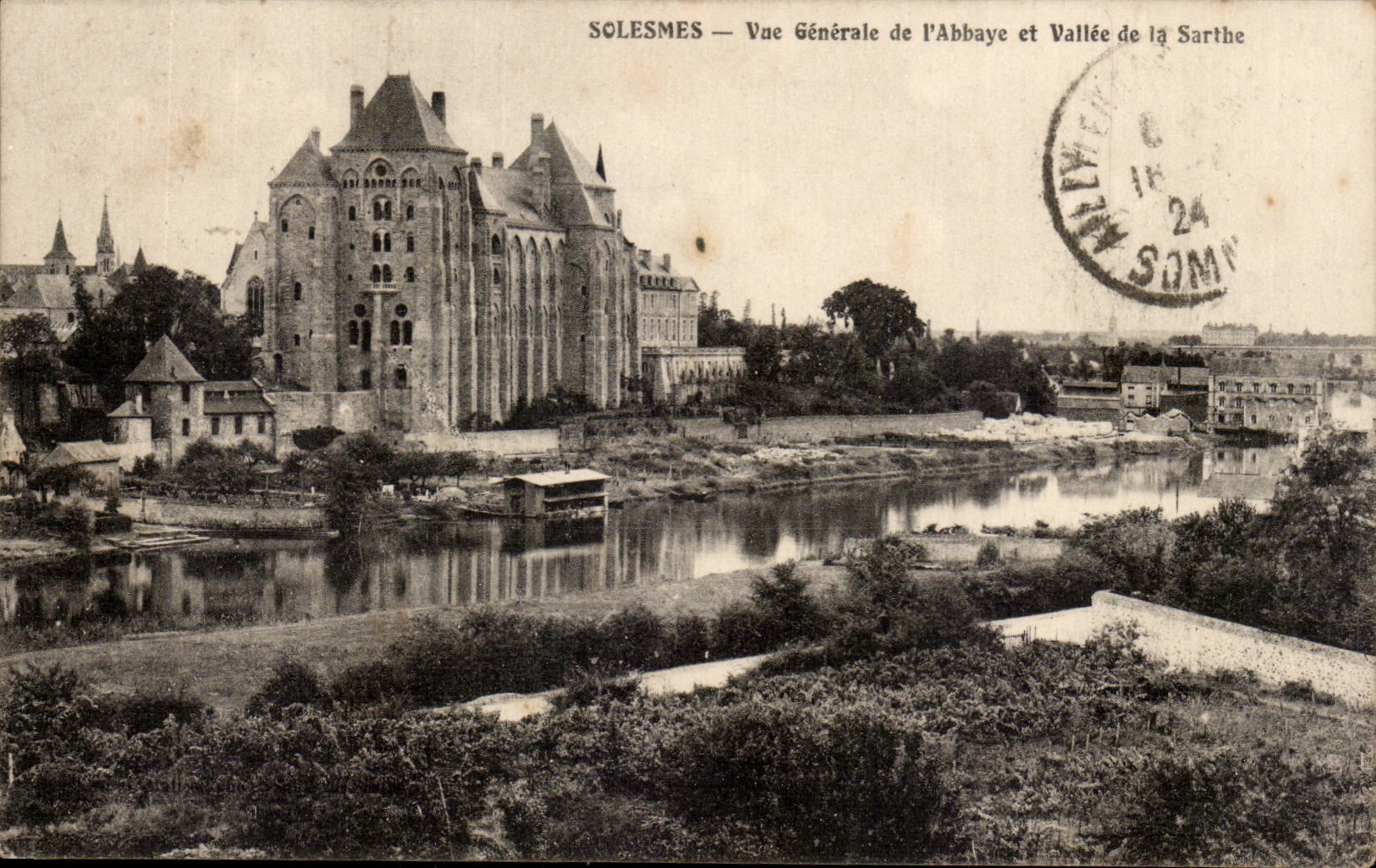 Solesmes CPA View of the abbey and valley of the Sarthe