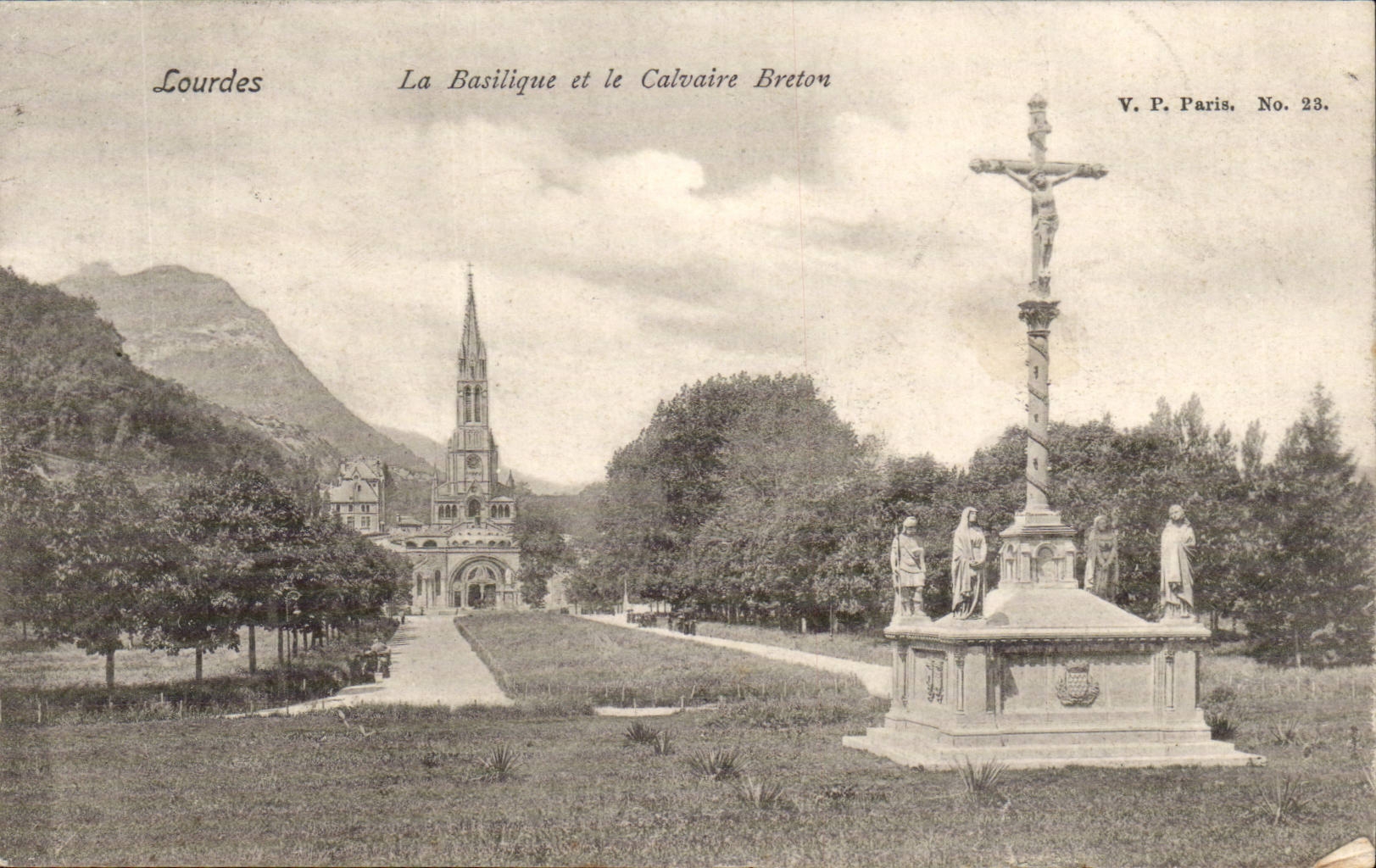 Lourdes CPA the basilica and the Breton martyrdom