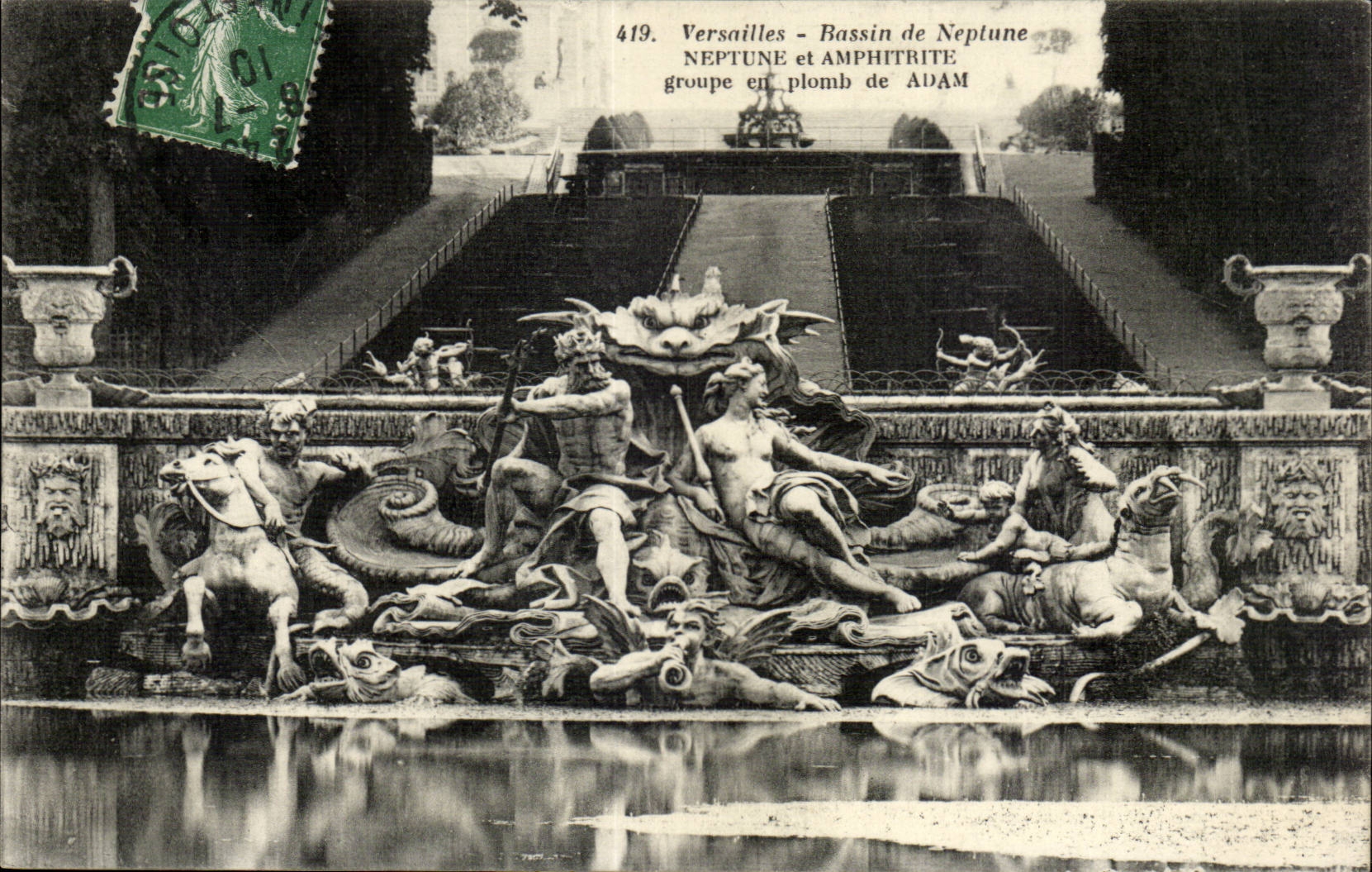 Versailles - Basin of Neptune groups out of lead of Adam - CPA