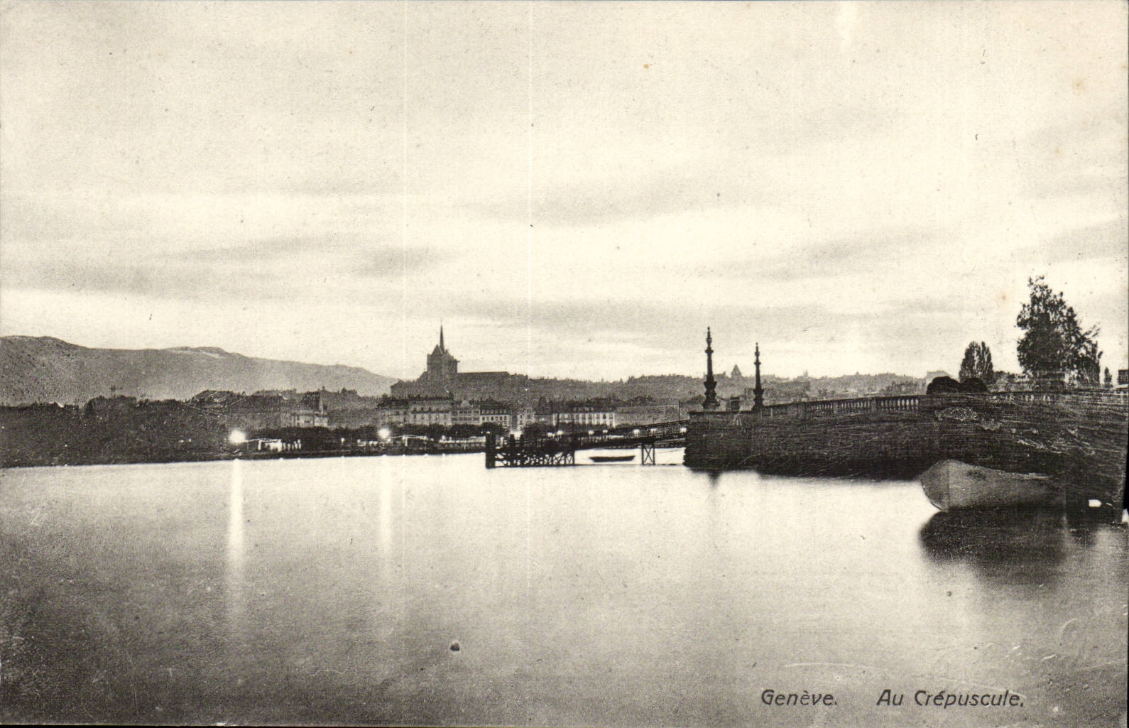 Switzerland - Schweiz - Geneva - In the Twilight - fold - CPA