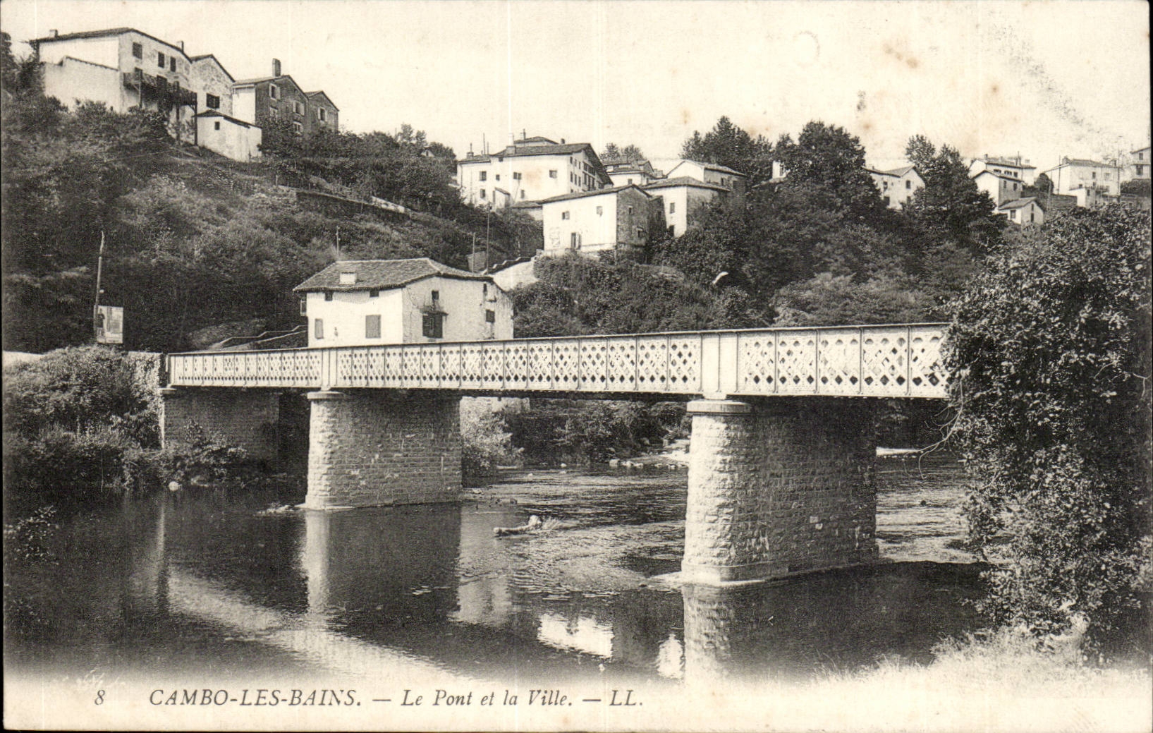 Cambo les Bains - the Bridge and the City - CPA