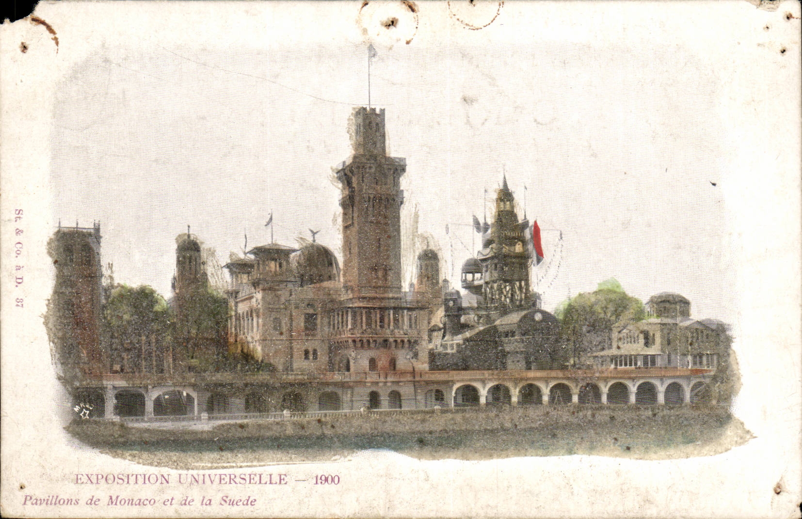 Paris CPA Exposition universelle 1900 Pavillons de Monaco et de suede (Sweden)