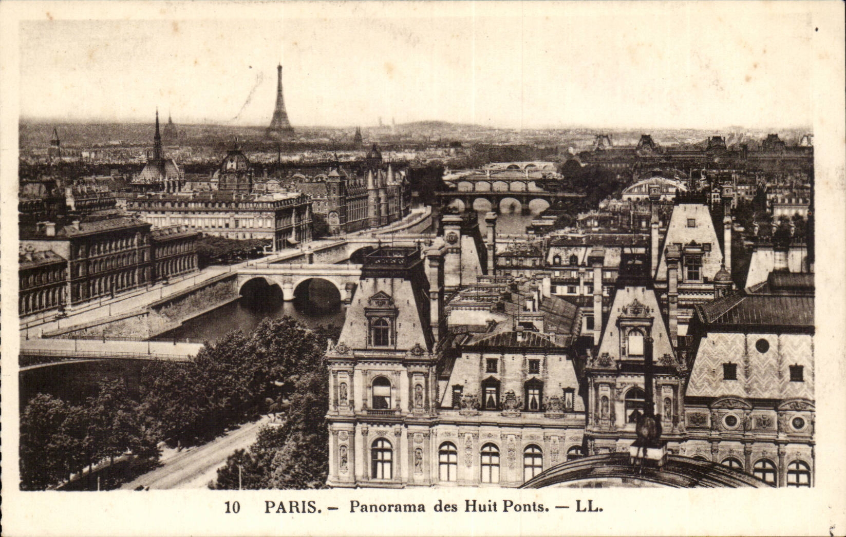 Paris CPA PAnorama des huits ponts (Tour Eiffel)