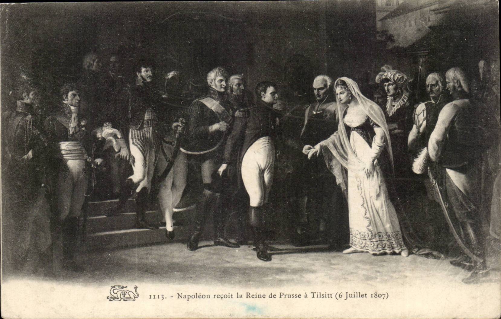 CPA Napoleon receives the Queen of Prussia has Tilsitt (July 1807)