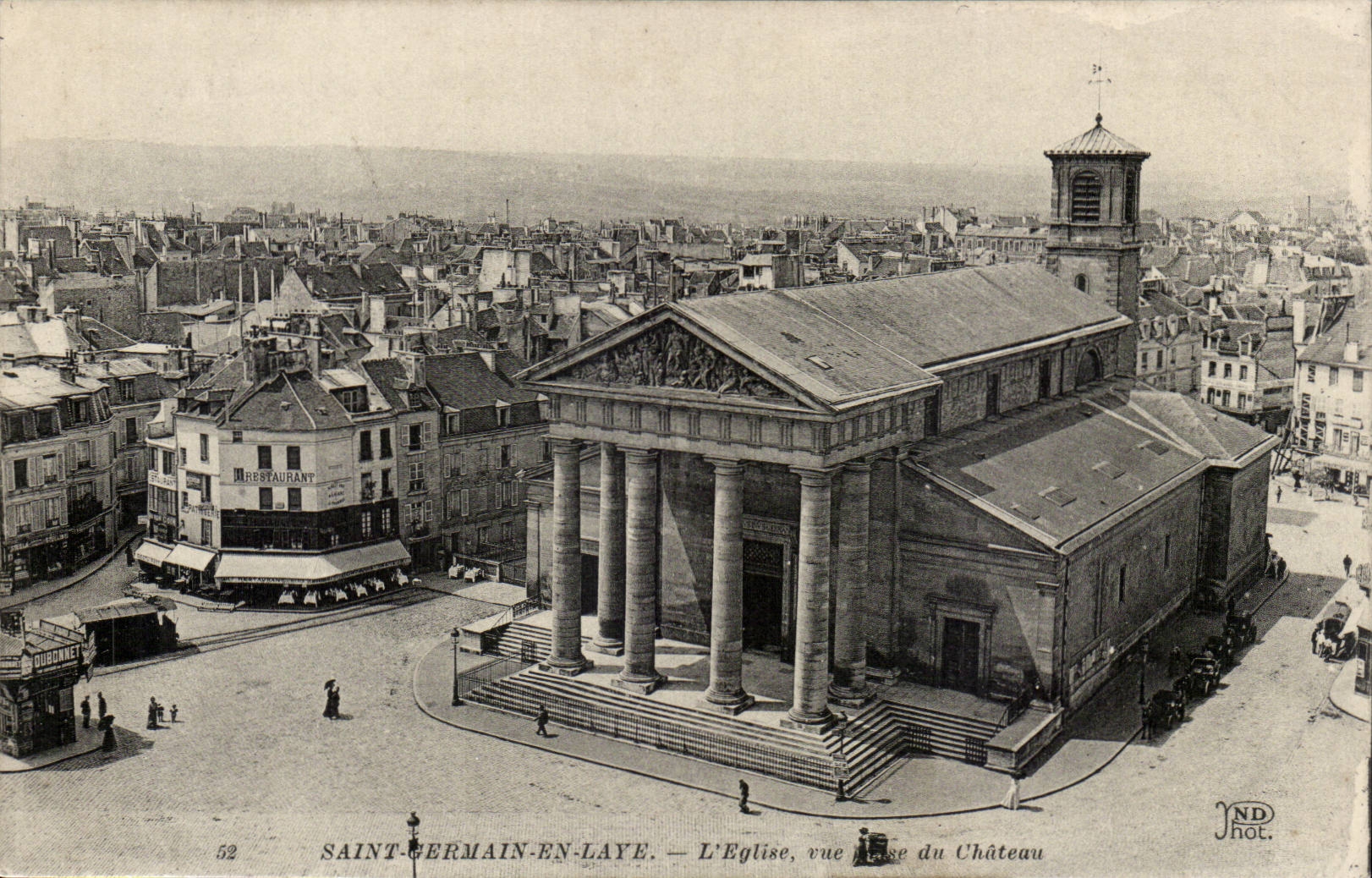 St Germaine in Bush hammer - the Church seen from of Castle CPA