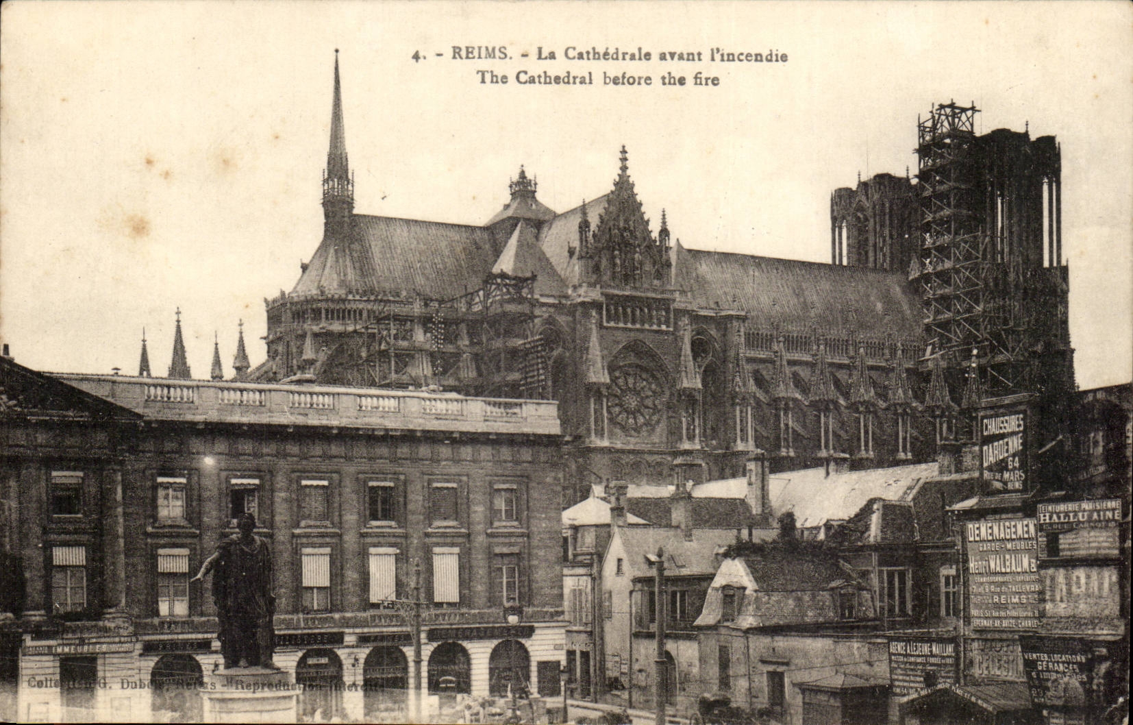 Reims CPA die Kathedrale vor dem Feuer