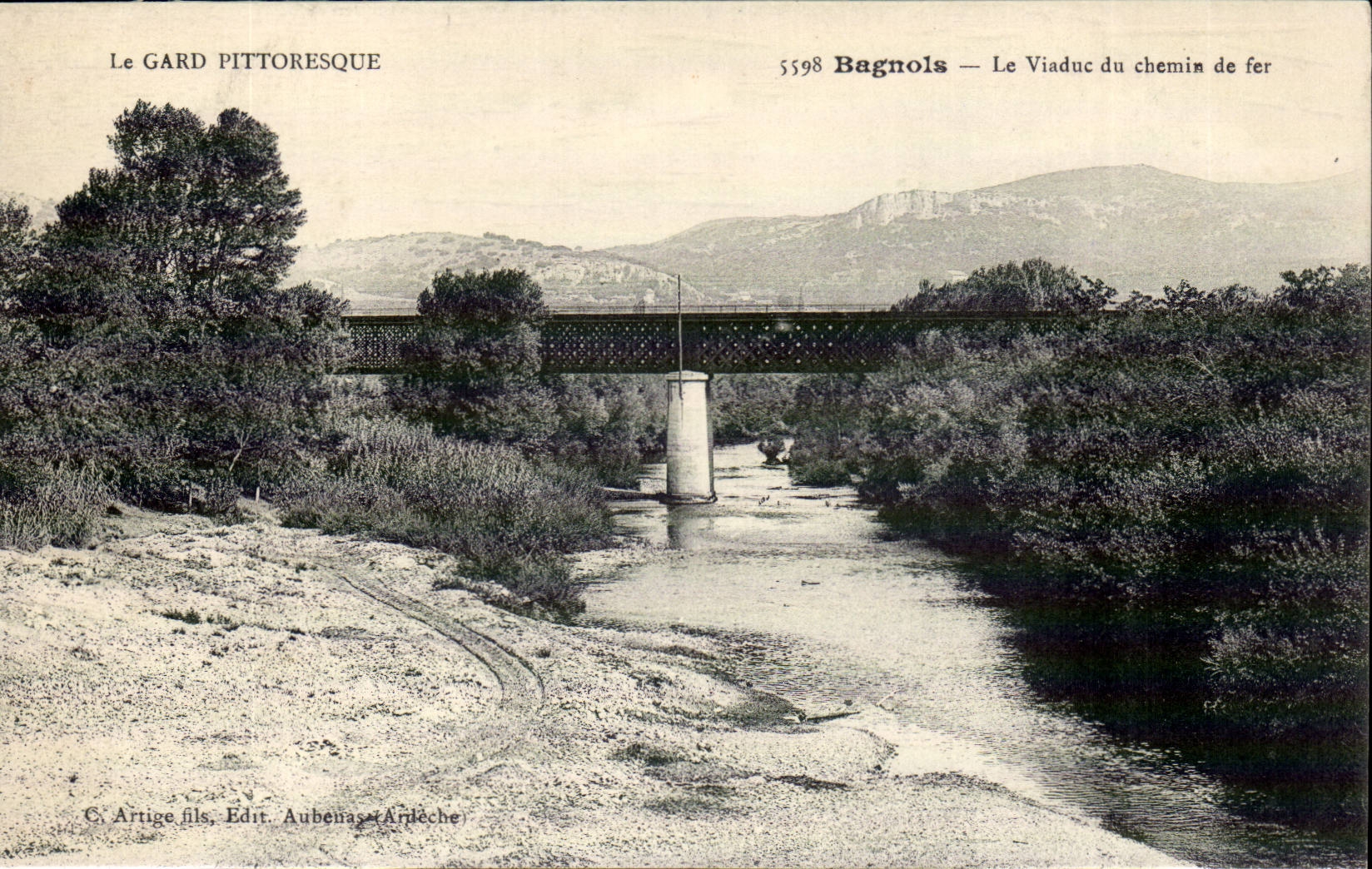 Bagnols CPA the viaduct of the railroad