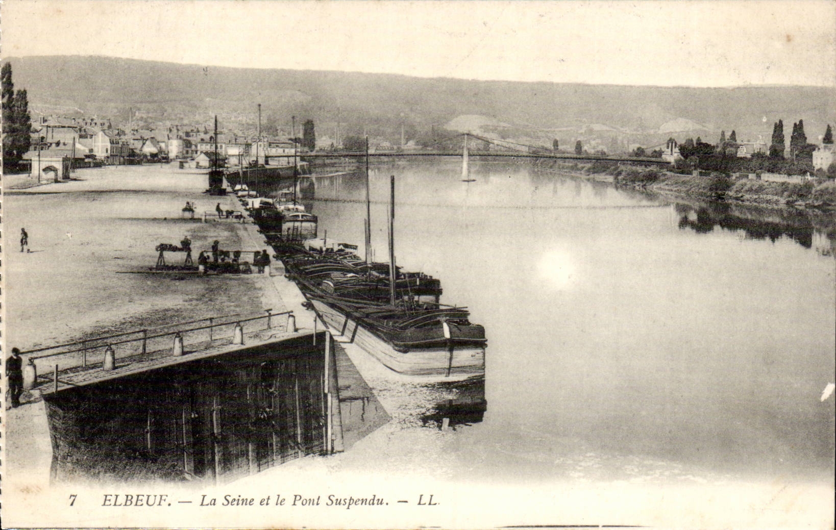 Elbeuf CPA the Seine and the suspension bridge