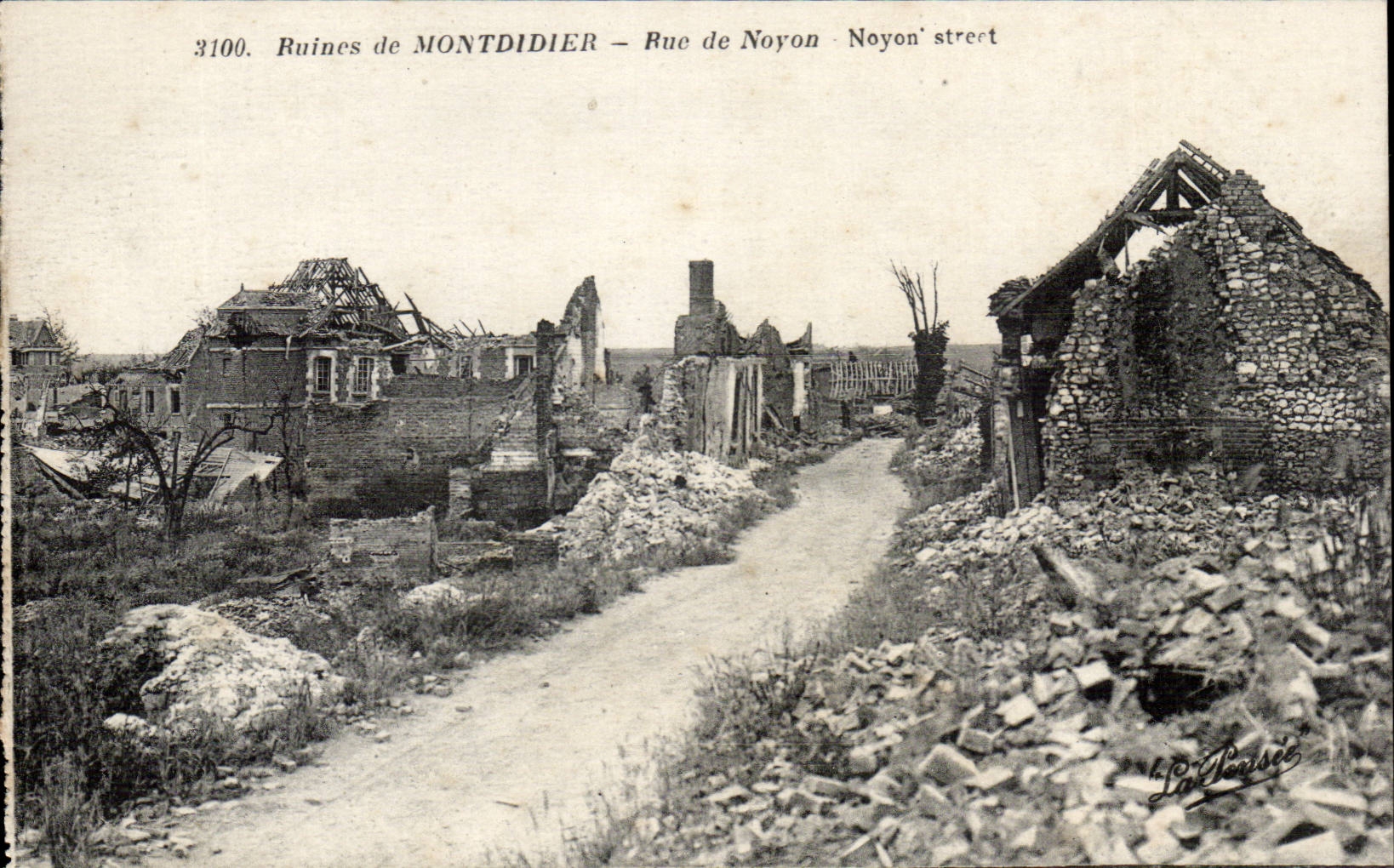 Ruins of Montdidier CPA Street of Boundary-line