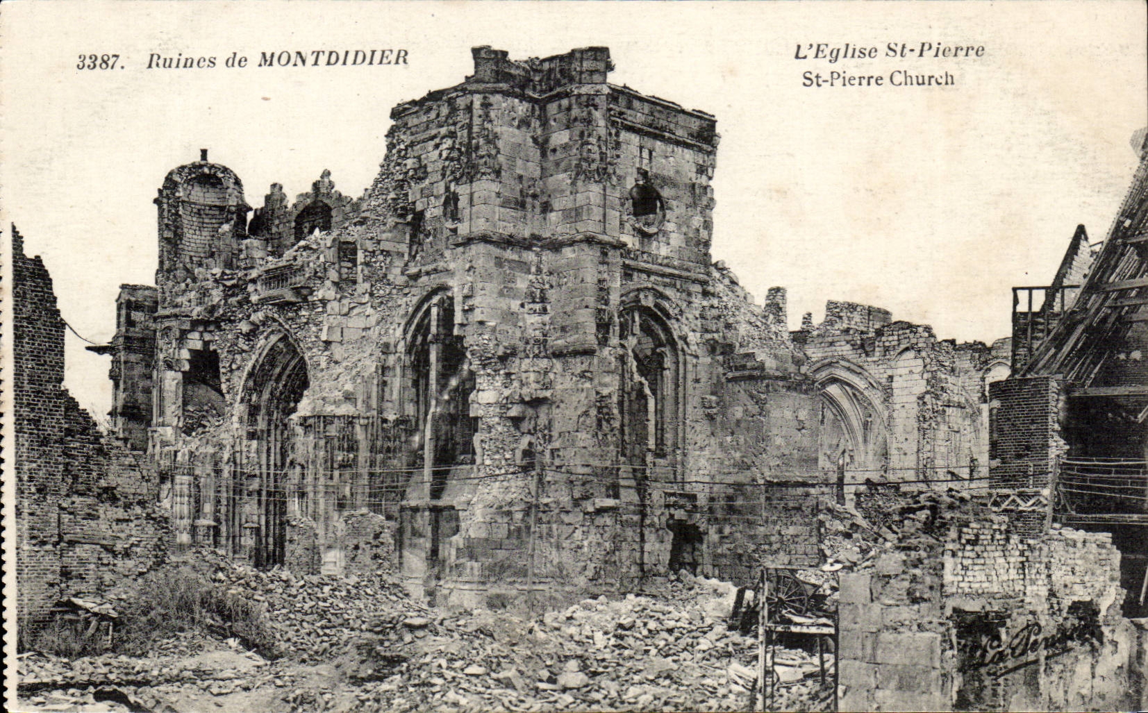 Ruins of montdidier CPA the church St hones