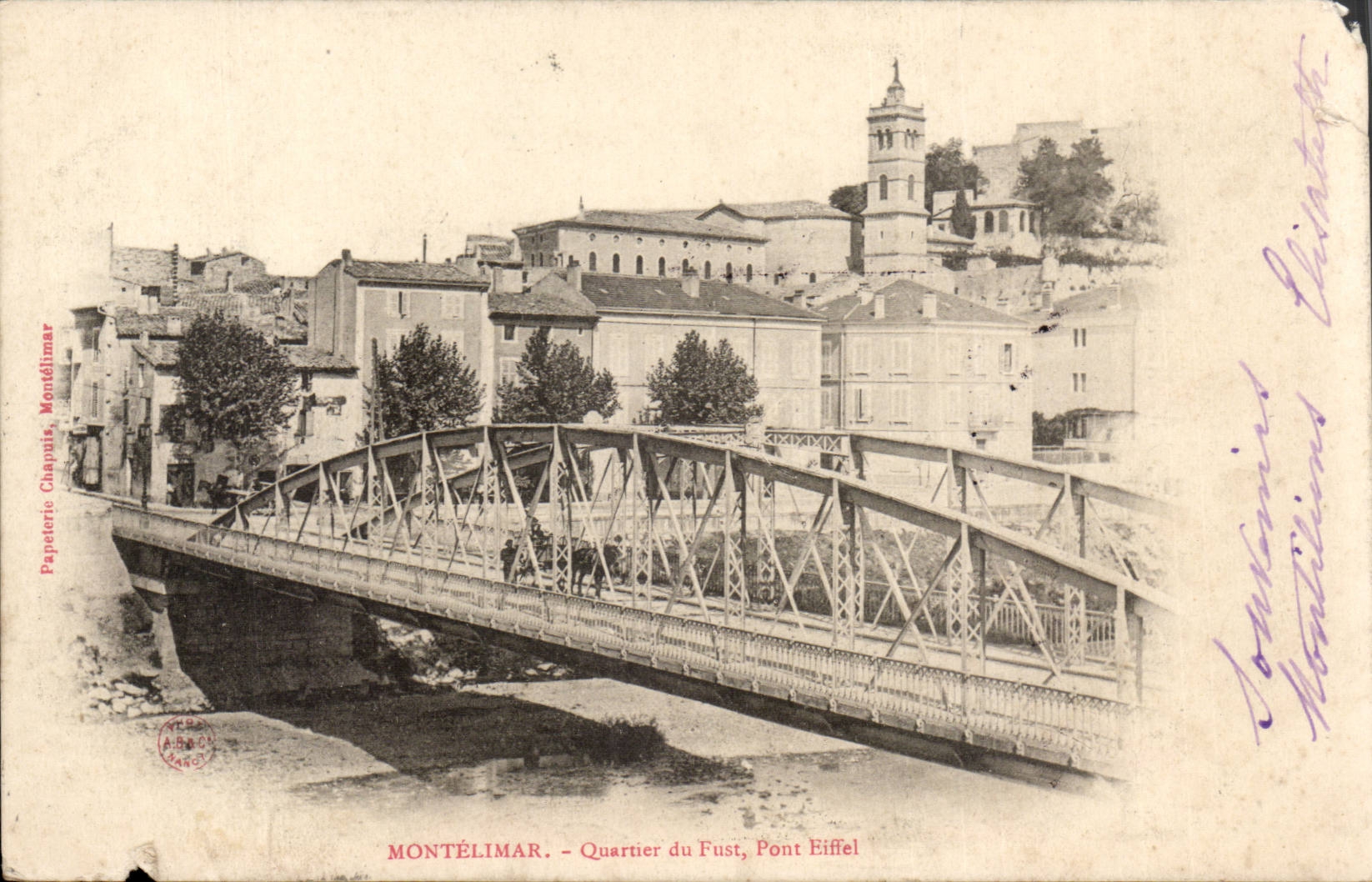 Montelimar CPA Quartie of Fust Eiffel Bridge