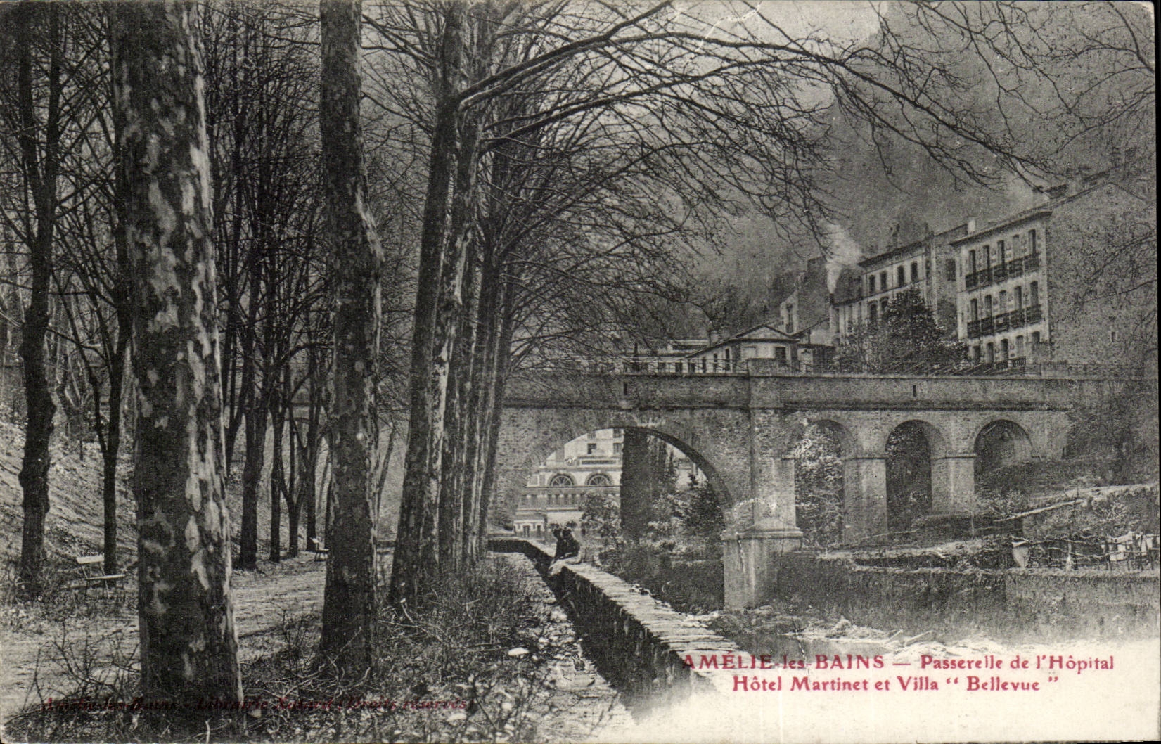 Amelie les Bains CPA Footbridge of the hospital Amrtinet Hotel and Bellevue villa