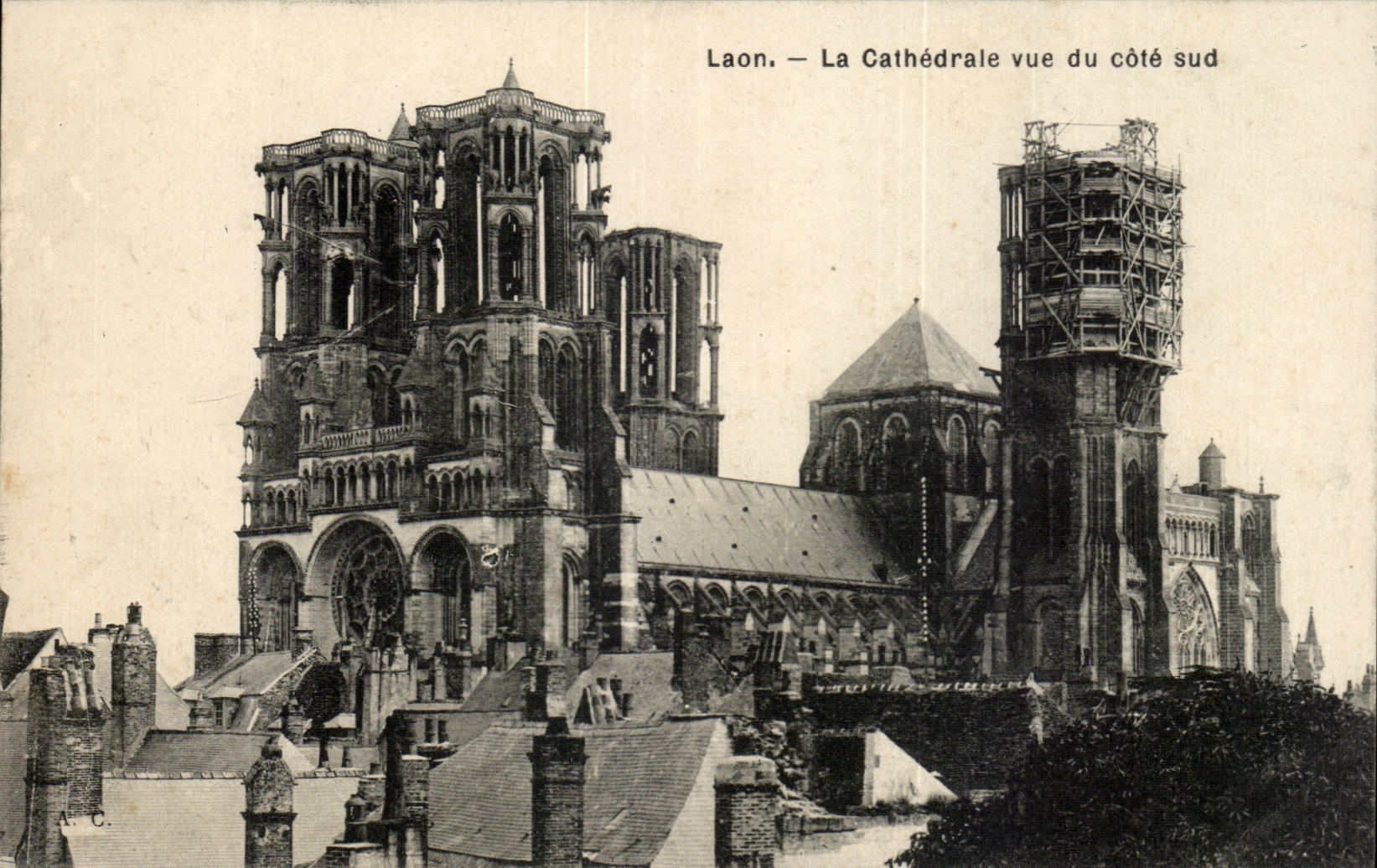 Laon CPA the cathedral seen of the southern part