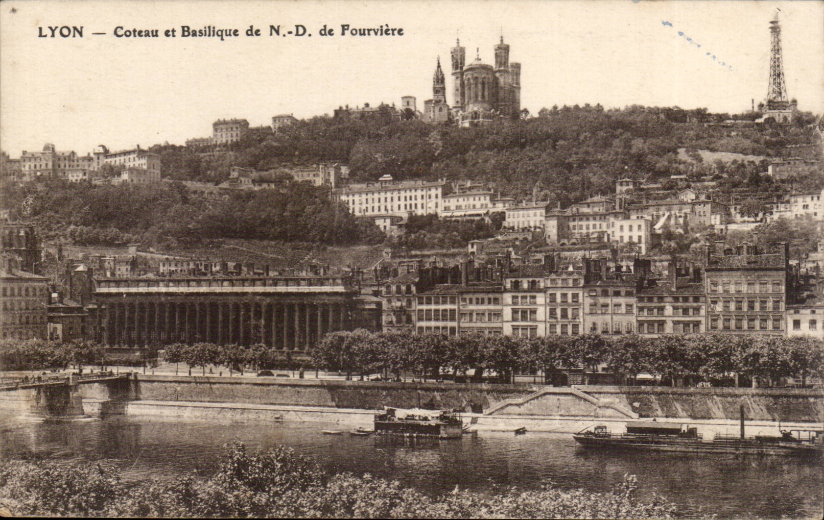 Lyon cPA Slope and ND basilica of Fourviere