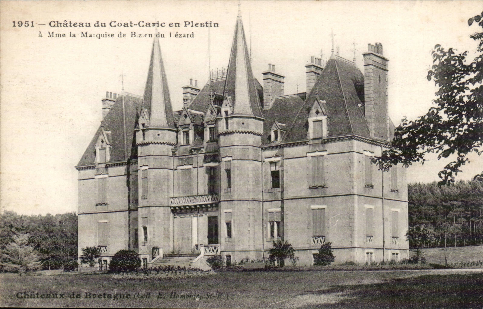 CPA Chateau du Coat Caric en Plestin a Mme la marquise de Bizen du Lezard