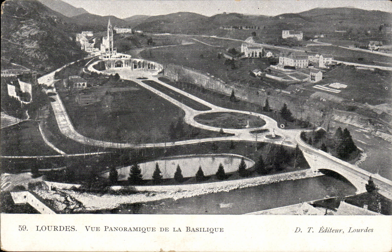 Lourdes CPA Panoramic View of the basilica