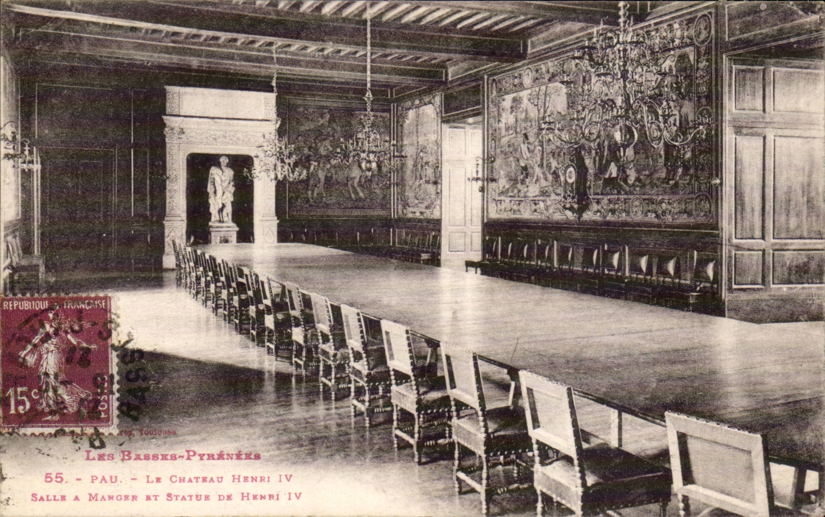 Pau - Chateau Henri IV Salle a Manger et Statue CPA 