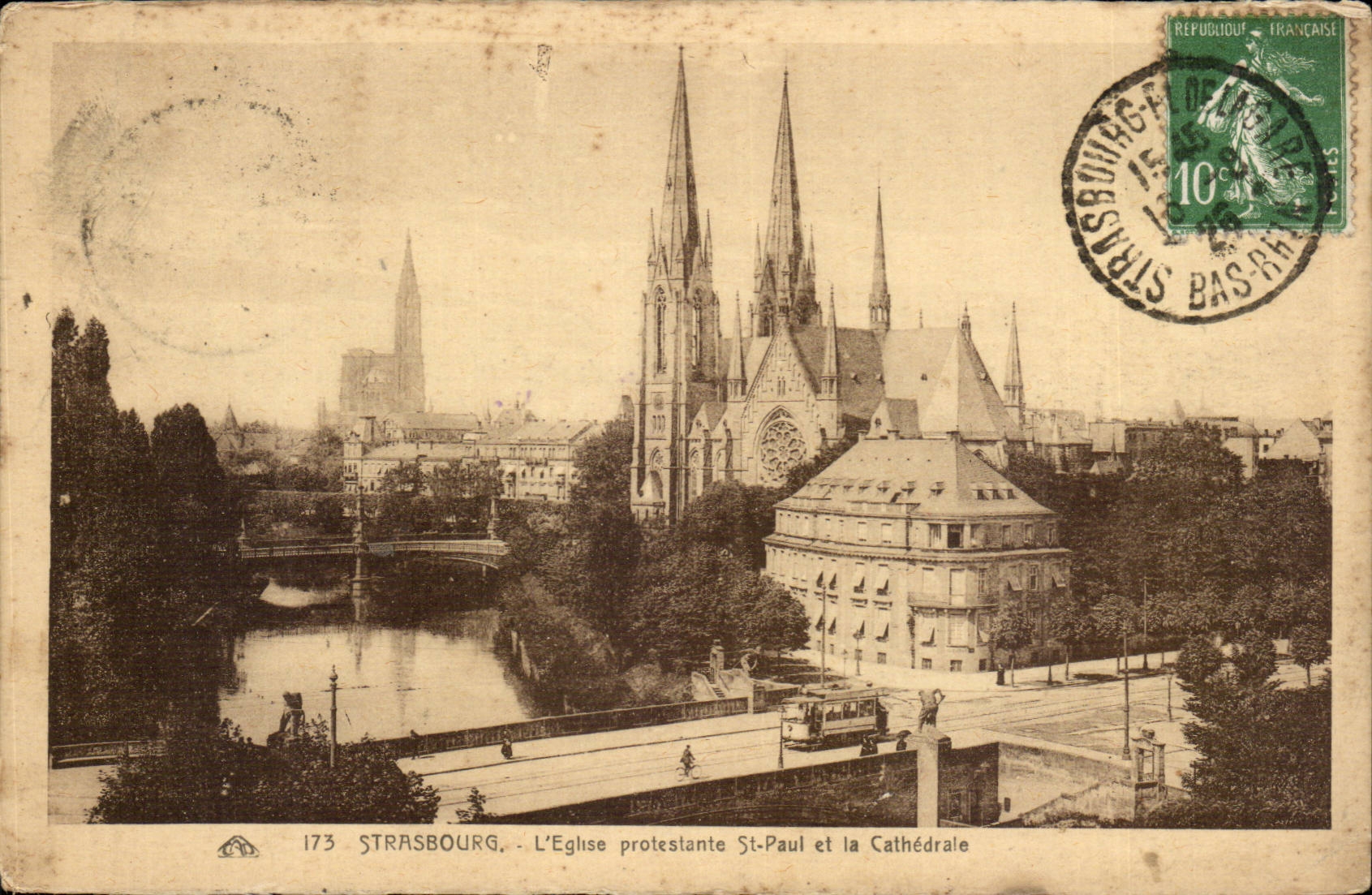 Strasbourg CPA Protestant Church St Paul and the cathedral