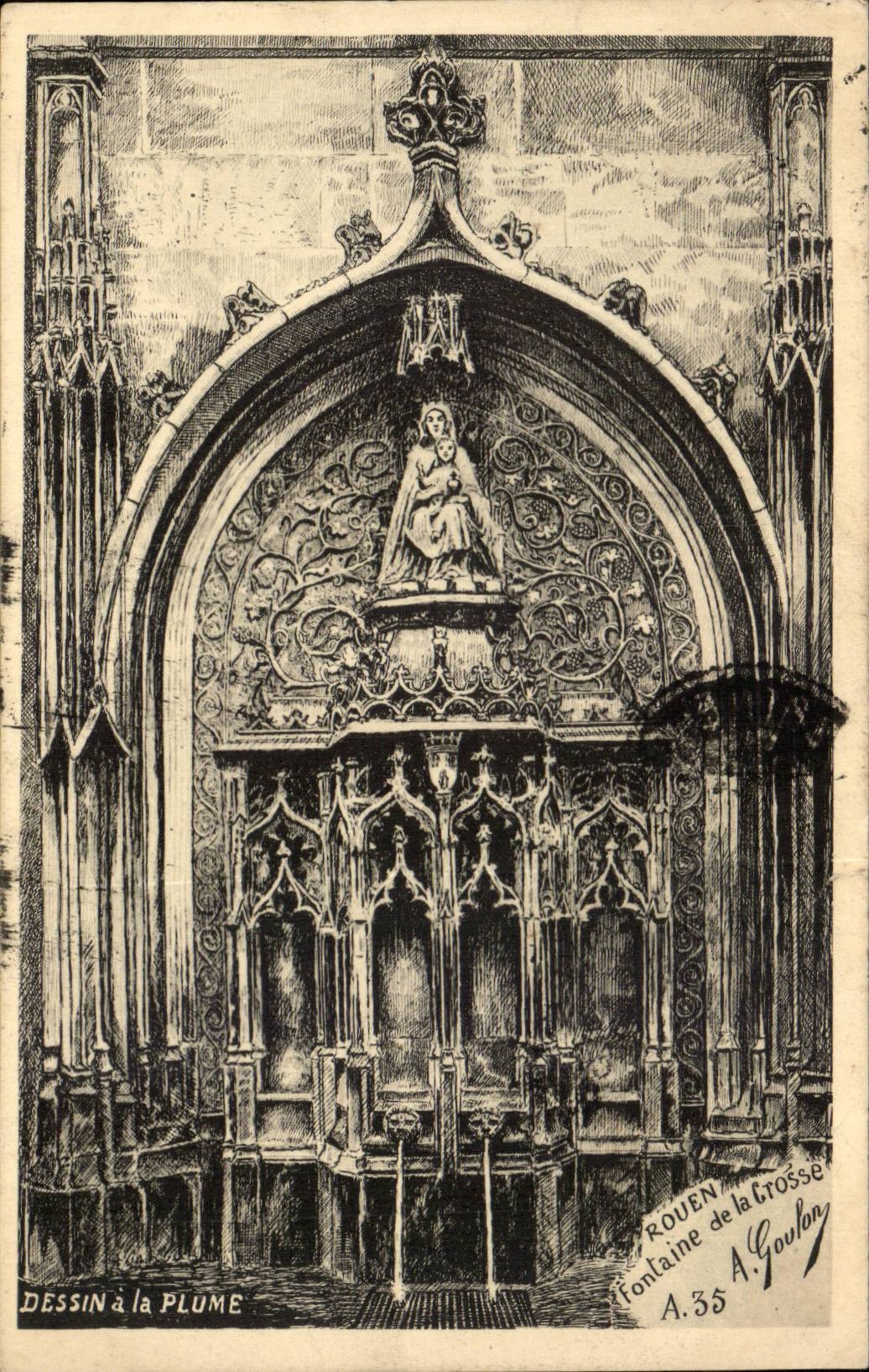 Rouen CPA Fontaine of Grows (pen-and-ink drawing)