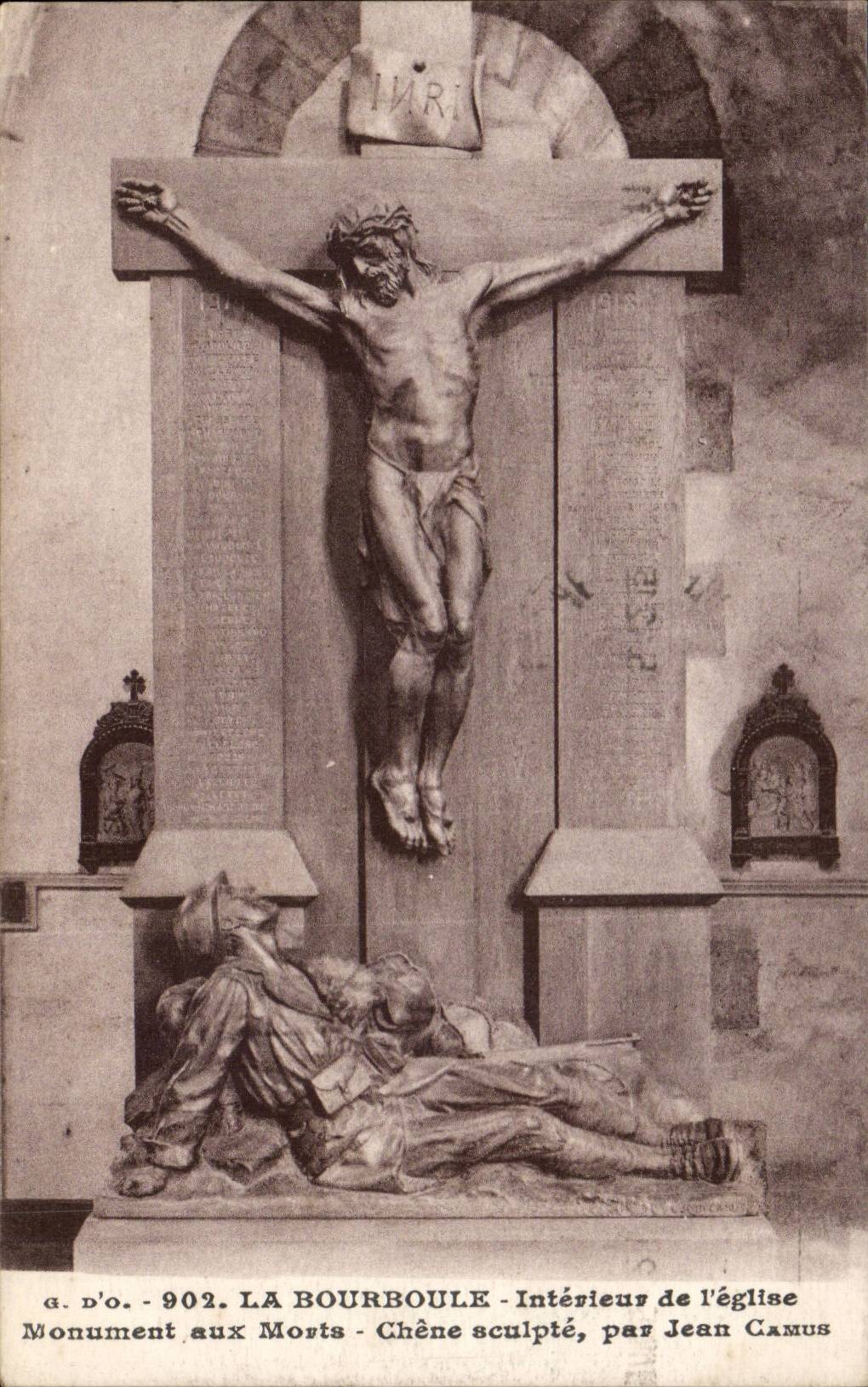 Bourboule - Interior of the Church - War memorial - Oak carves by Jean Camus - CPA