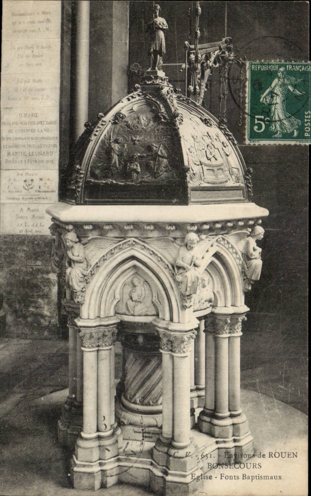 Surroundings of Rouen Consecours CPA Church baptismal Funds