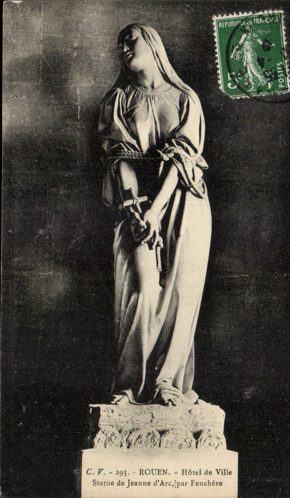 Rouen CPA Town hall Statue of Jeanne of arc by Feuchere