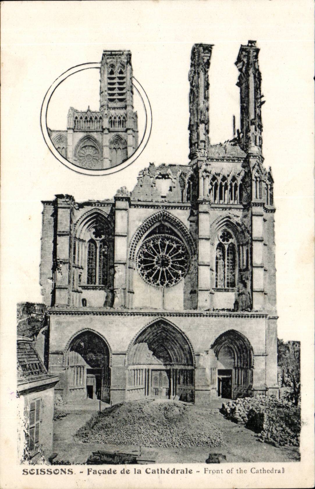 Soissons CPA Frontage of the cathedral