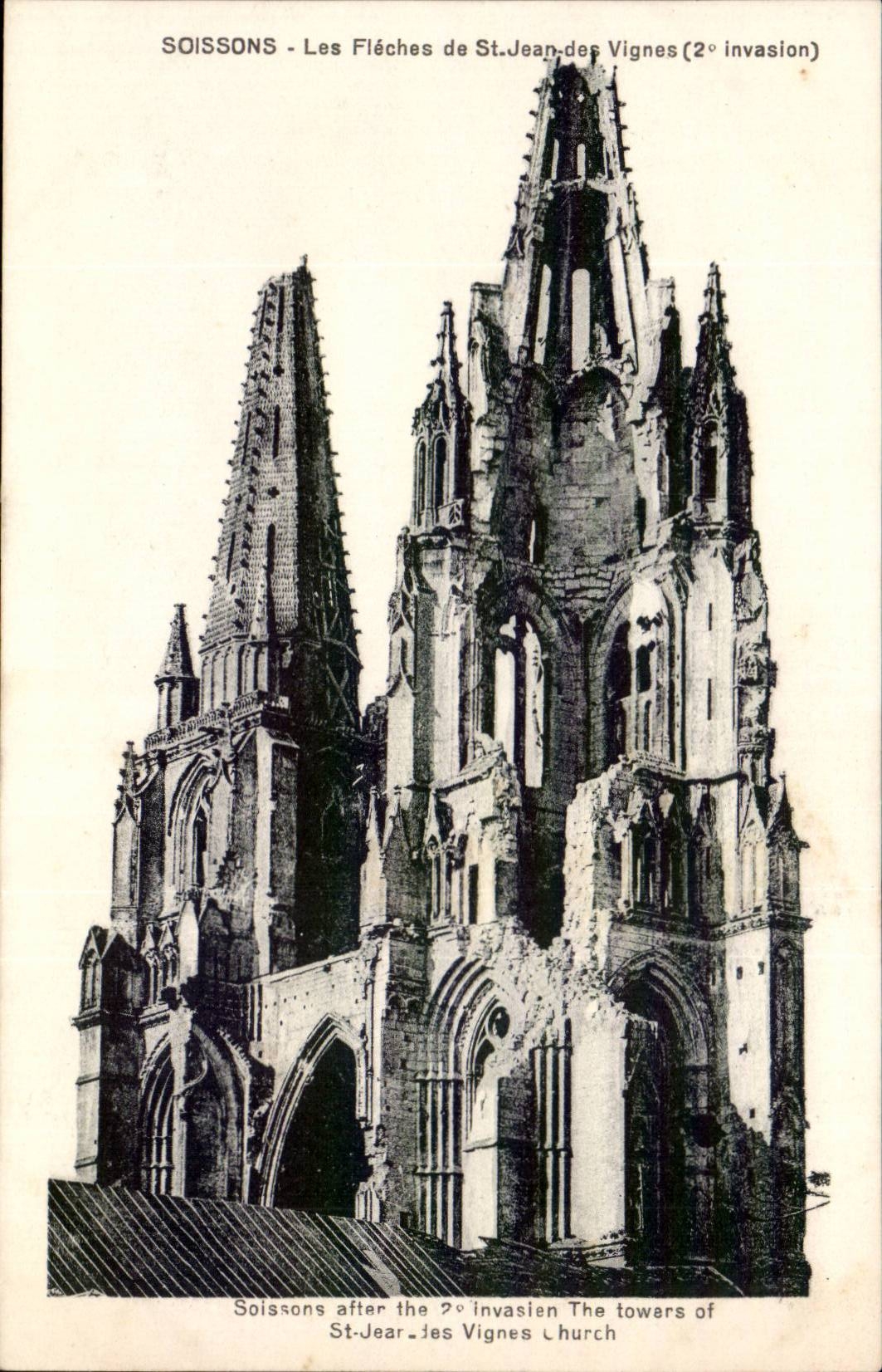 Soissons - after the invasion - The towers off St Jean Vines 2 invasion - CPA