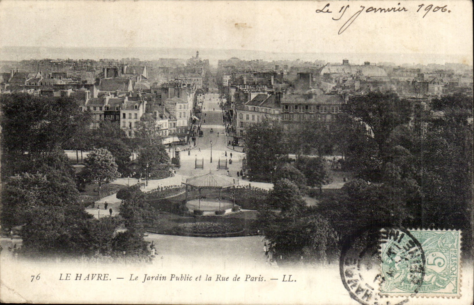 Le Havre - the Public garden and the Street of Paris - CPA