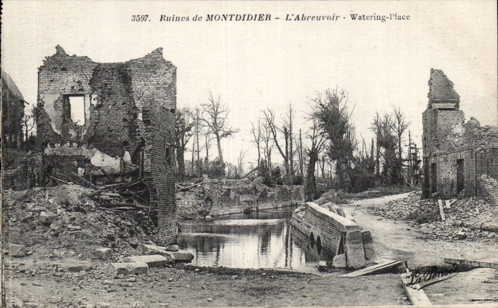 Ruins of Montdidier CPAl' feeding trough