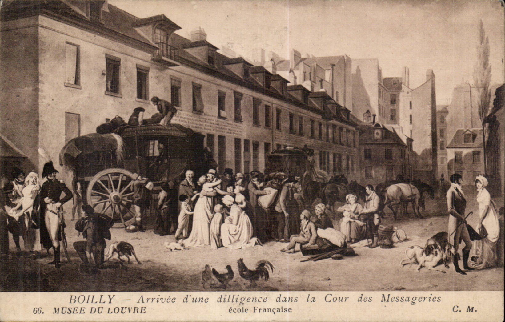 Boilly CPA Arrivee d'une diligence dans la cour des Messageries Musee du Louvre