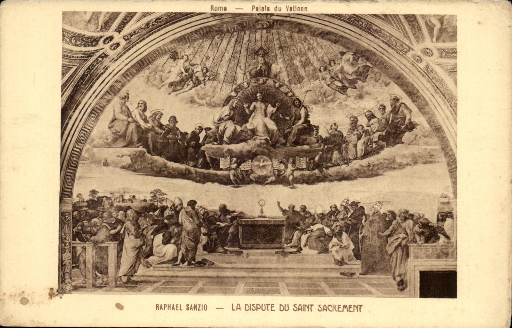 Raphael Sanzio CPA La dispute du Saint SAcrement Rome Roma Palais du Vatican