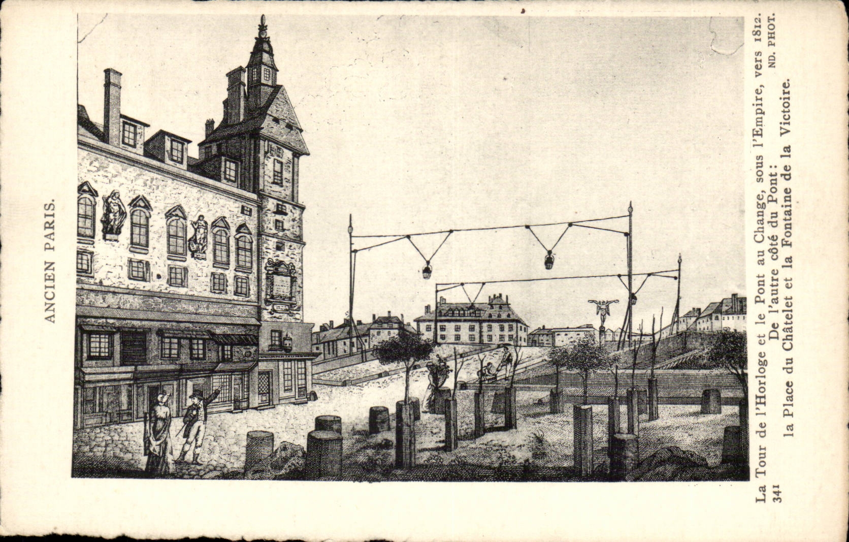 CPA Ancien Paris Tour de l'horloge et le pont du change sous l'Empire