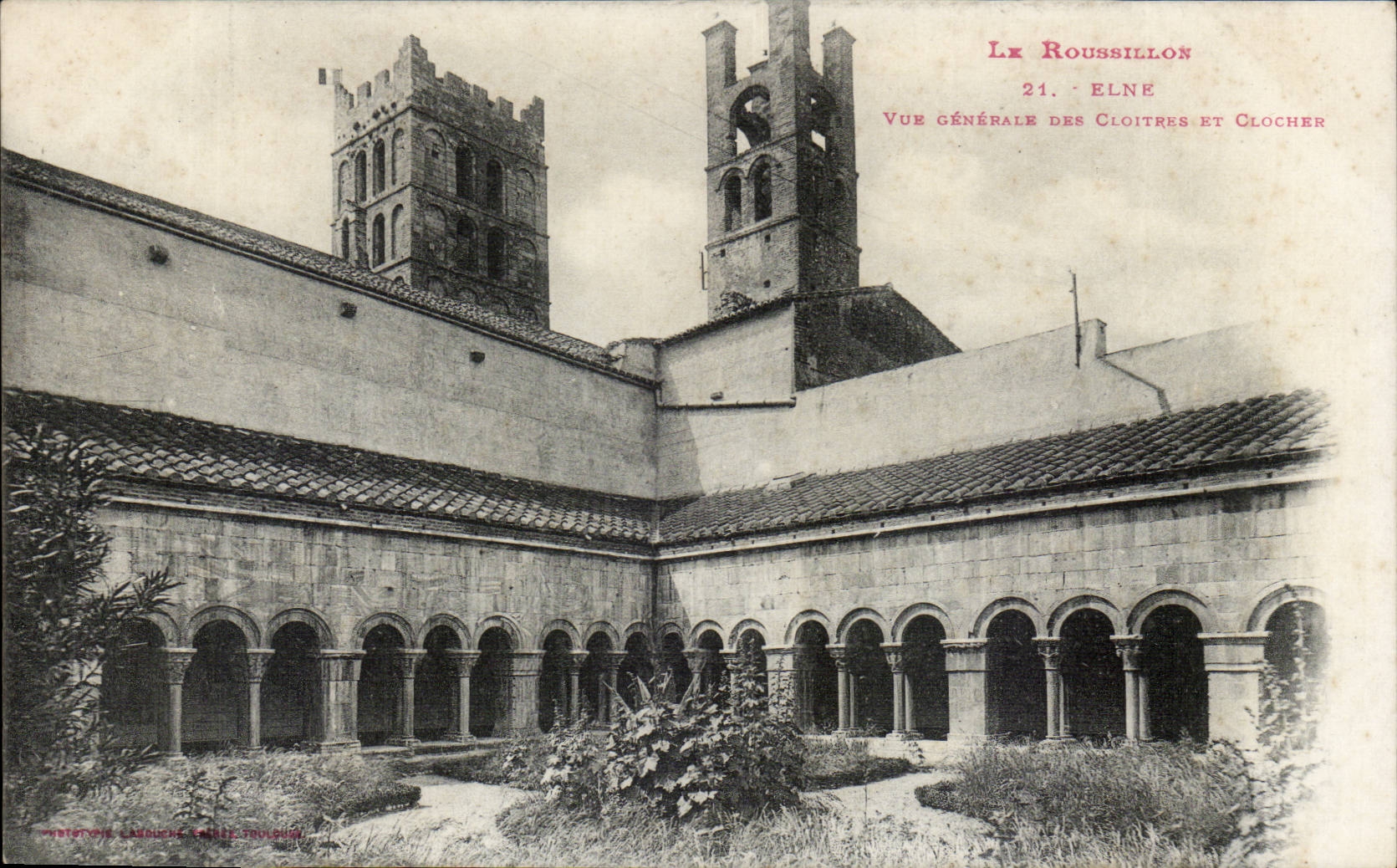 Elne CPA View of the cloisters and bell-tower