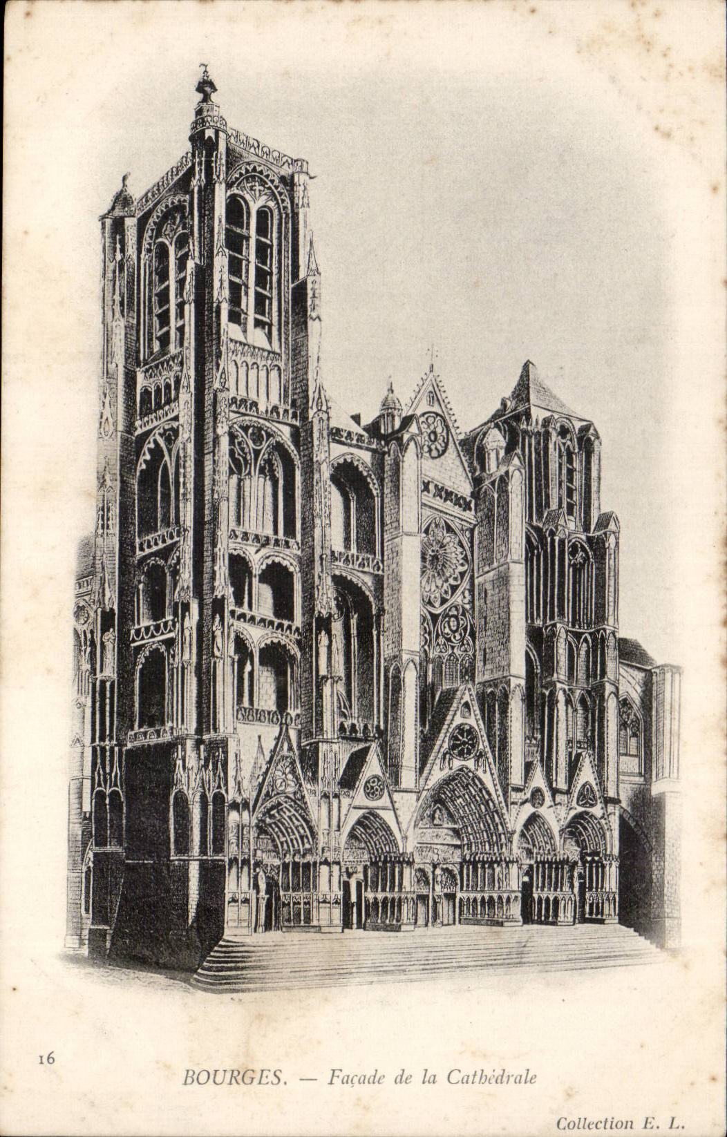 Bourges - Front der Kathedrale - CPA