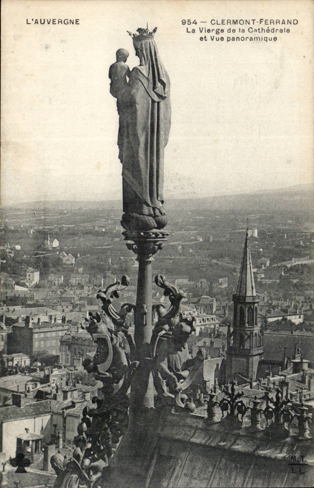 Clermont Ferrand CPA the Virgin of the cathedral and panoramic sight