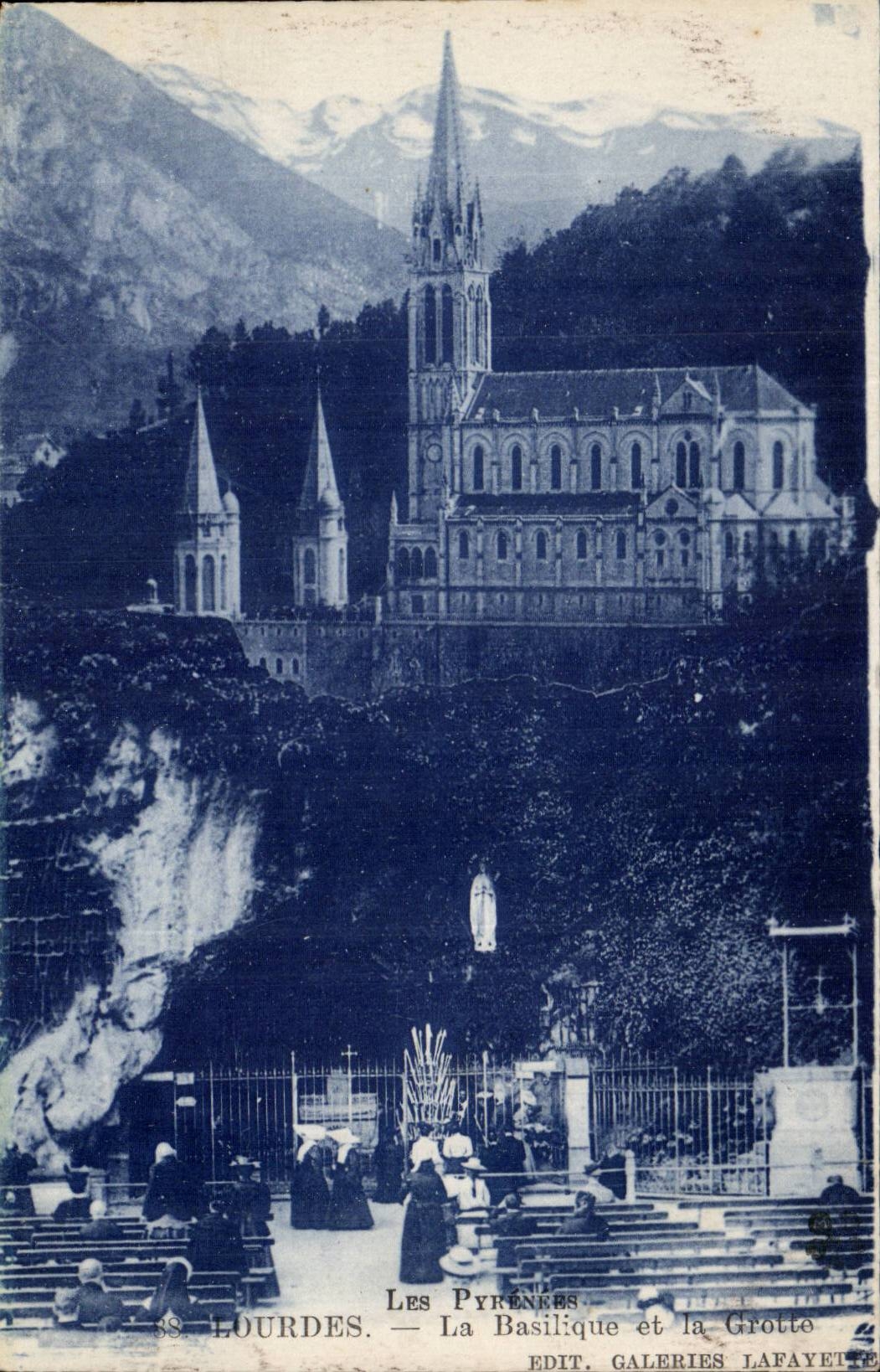 Lourdes CPA Basilica and the cave