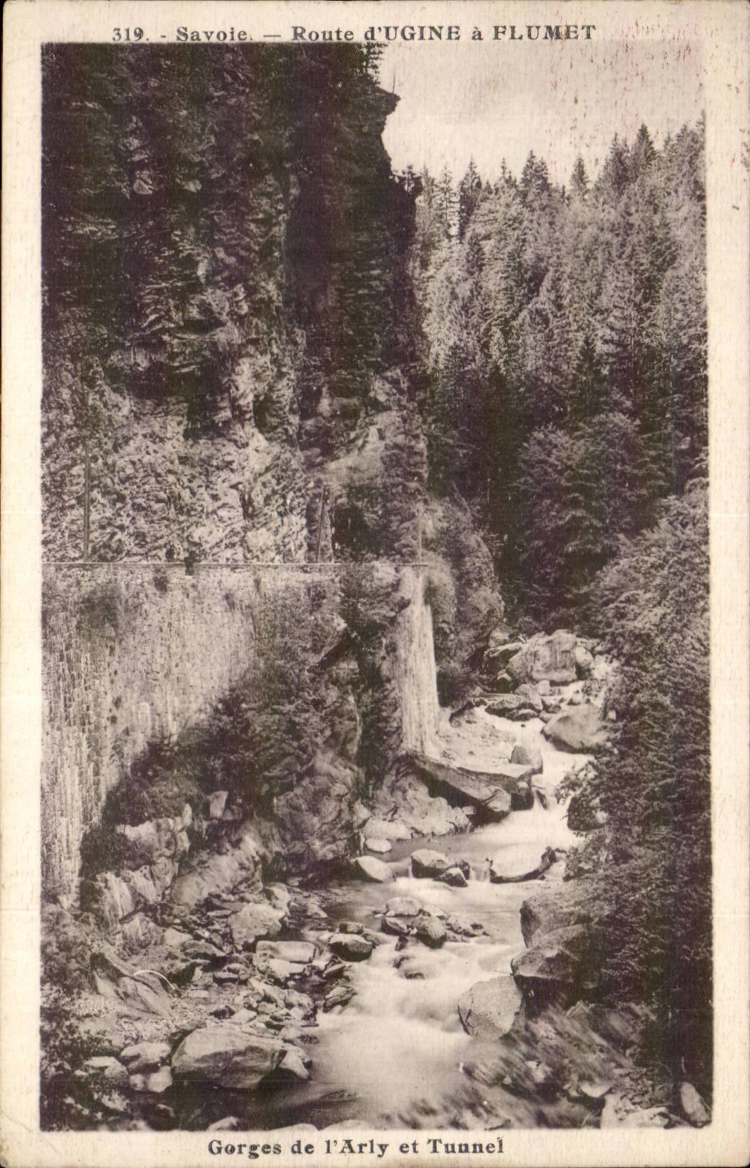 CPA Route of Ugine has Plumet Gorges of the arly and tunnel