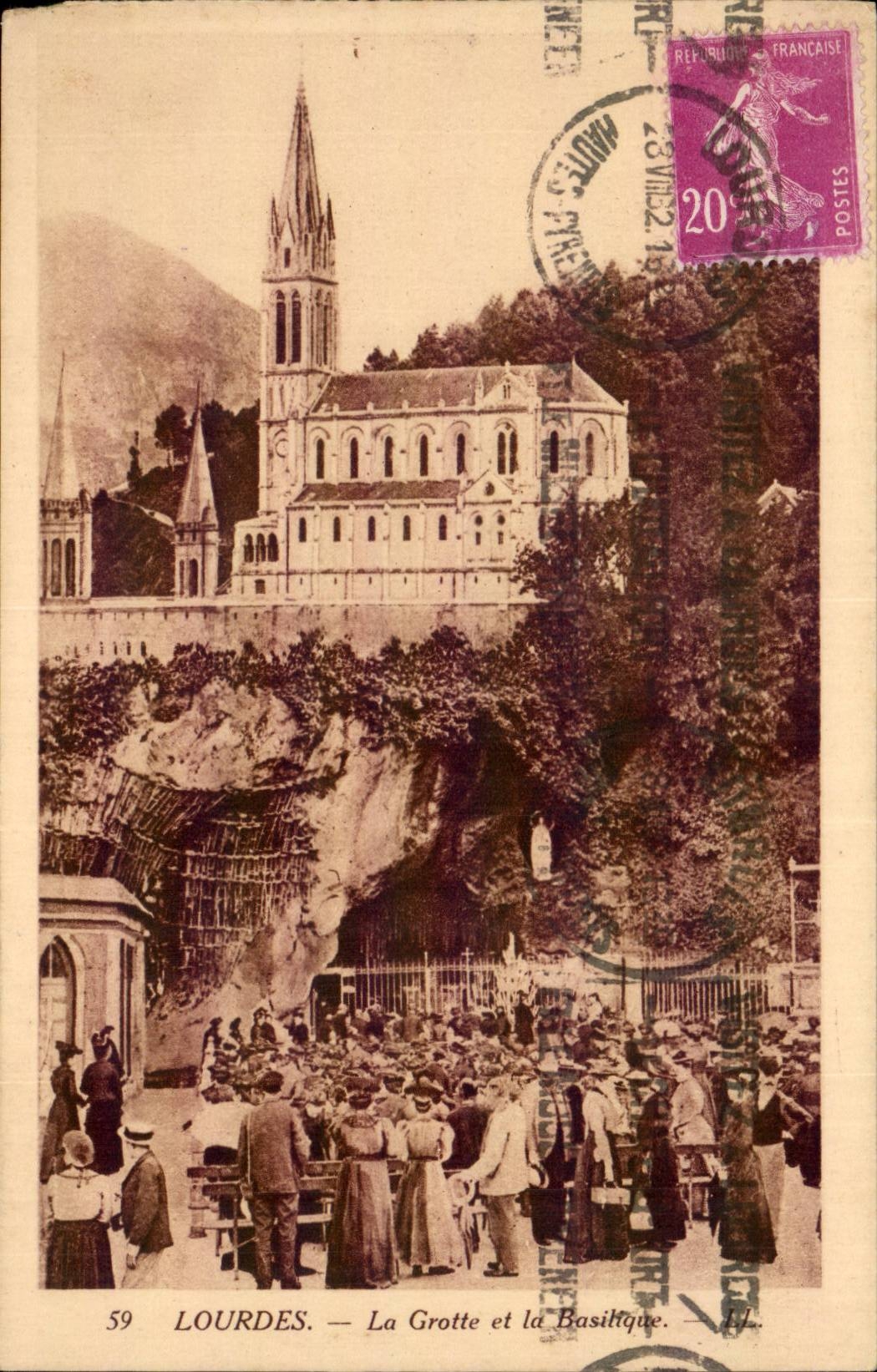 Lourdes CPA the cave and the basilica